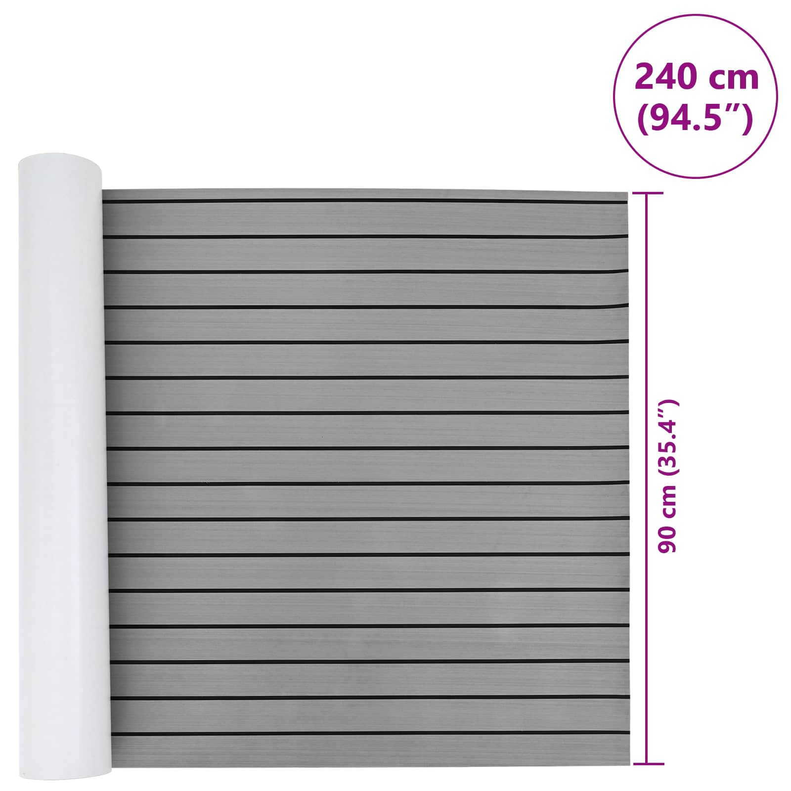 Prostirka za čamce Svijetlo siva i crna 240 x 90 cm EVA