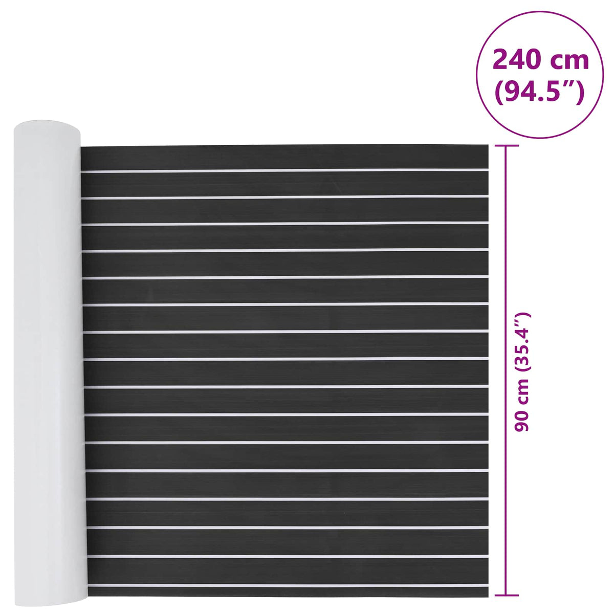 Prostirka za čamce Prugasti Tamno siva i bijela 240 x 90 cm EVA