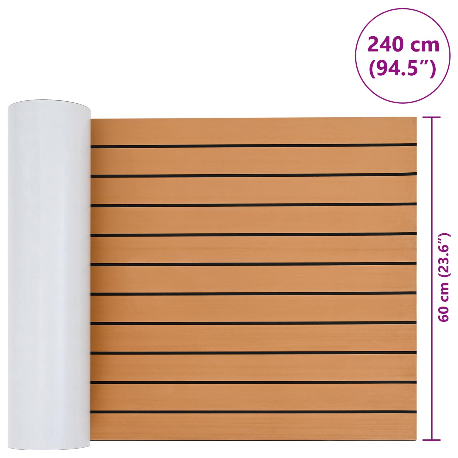 Prostirka za čamce Prugasti Smeđa i crna 240 x 60 cm EVA