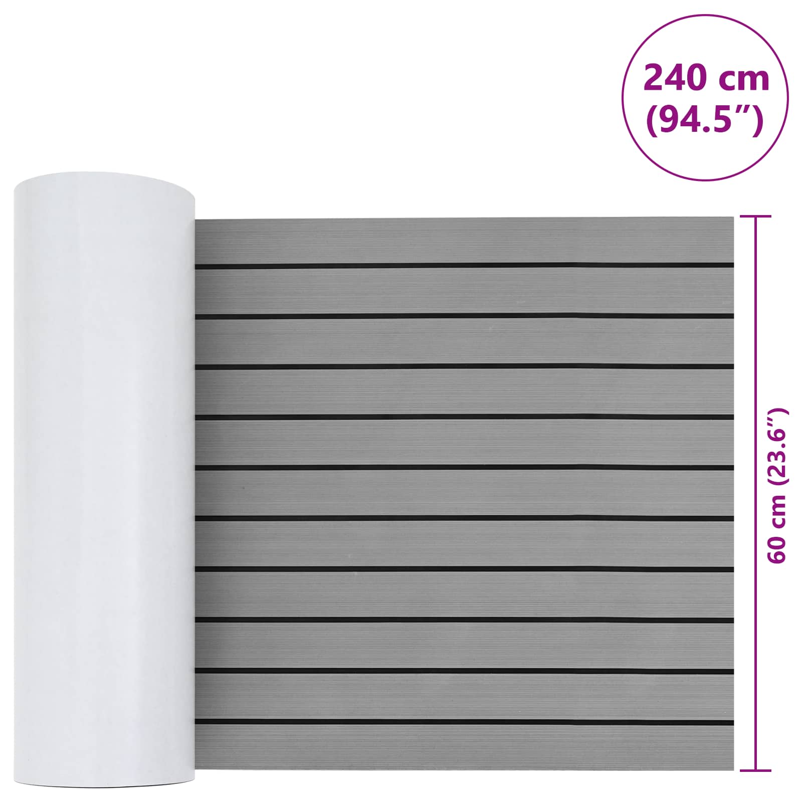 Prostirka za čamce Svijetlo siva i crna 240 x 60 cm EVA