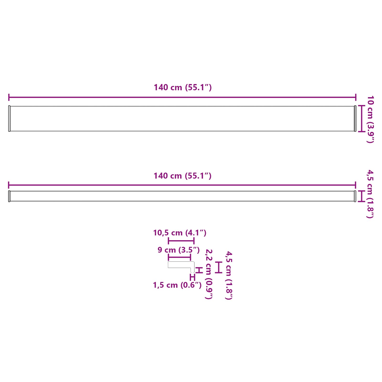Prozorska klupčica Bijela 140 x 10 x 4,5 cm PVC