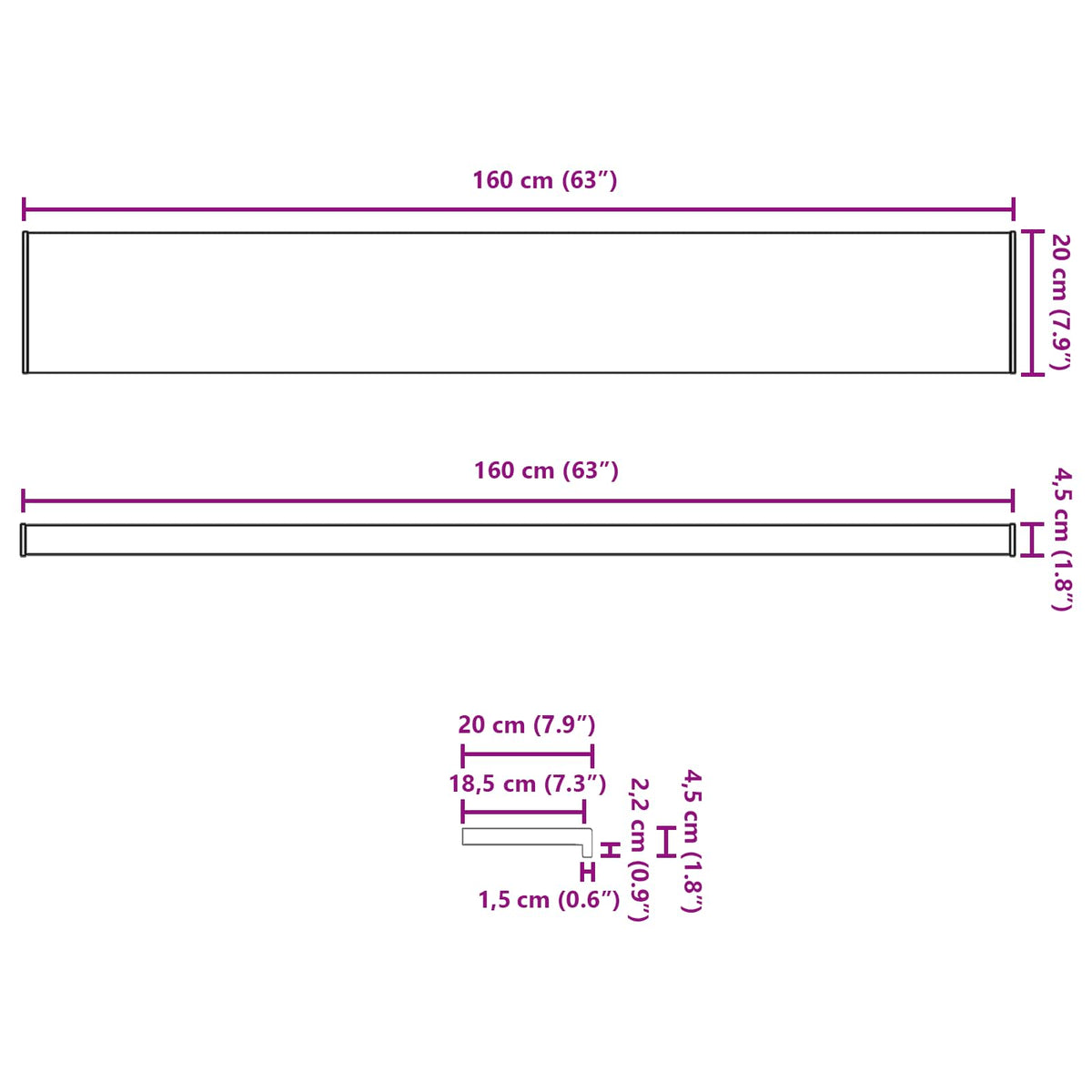 Prozorska klupčica Bijela 160 x 20 x 4,5 cm PVC