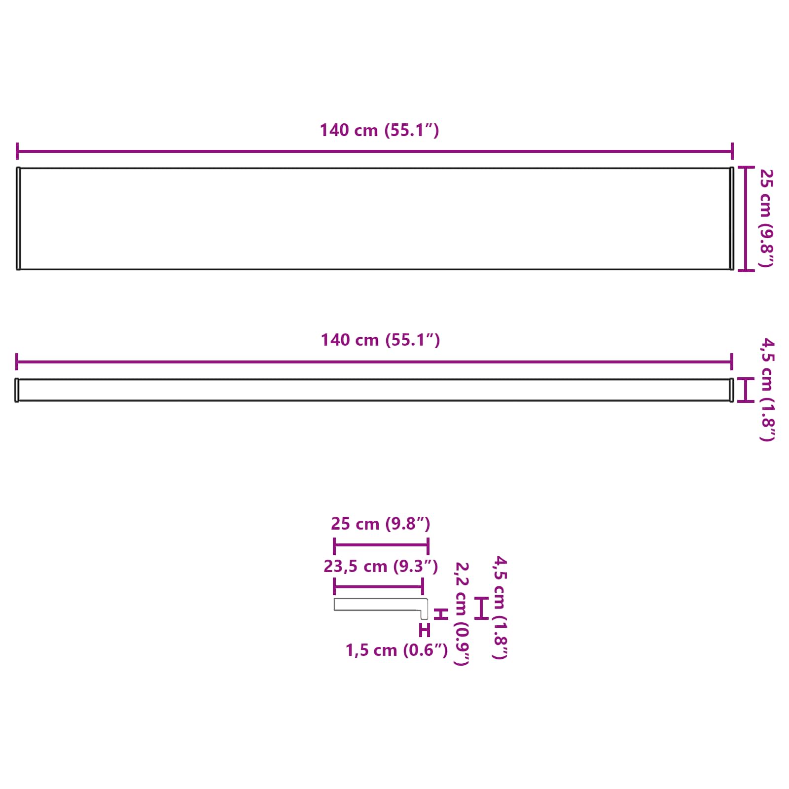 Prozorska klupčica Bijela 140 x 25 x 4,5 cm PVC