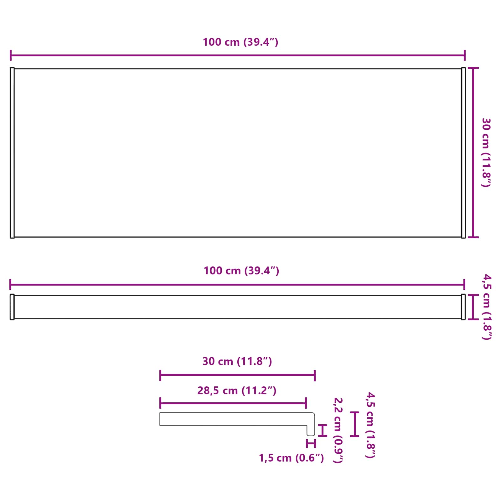 Prozorska klupčica Bijela 100 x 30 x 4,5 cm PVC