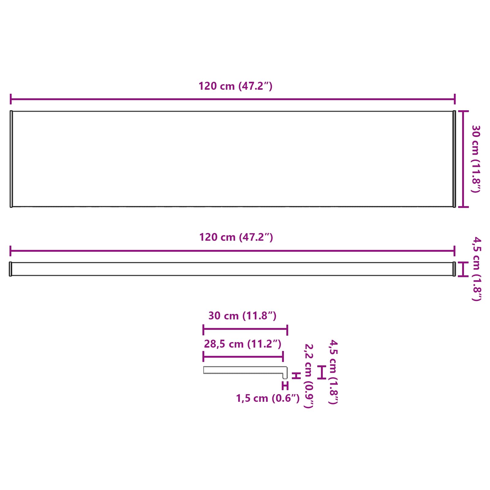 Prozorska klupčica Bijela 120 x 30 x 4,5 cm PVC