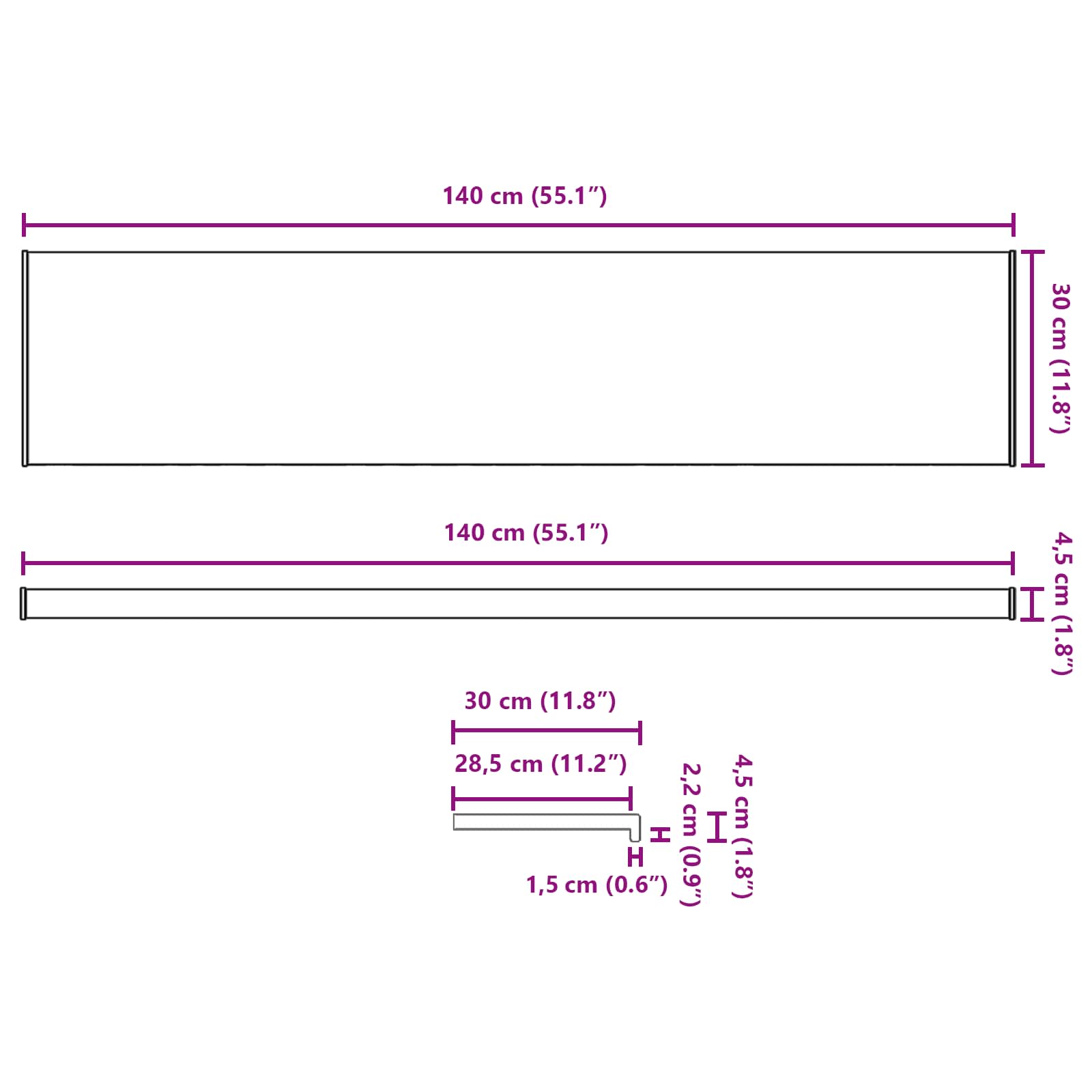 Prozorska klupčica Bijela 140 x 30 x 4,5 cm PVC