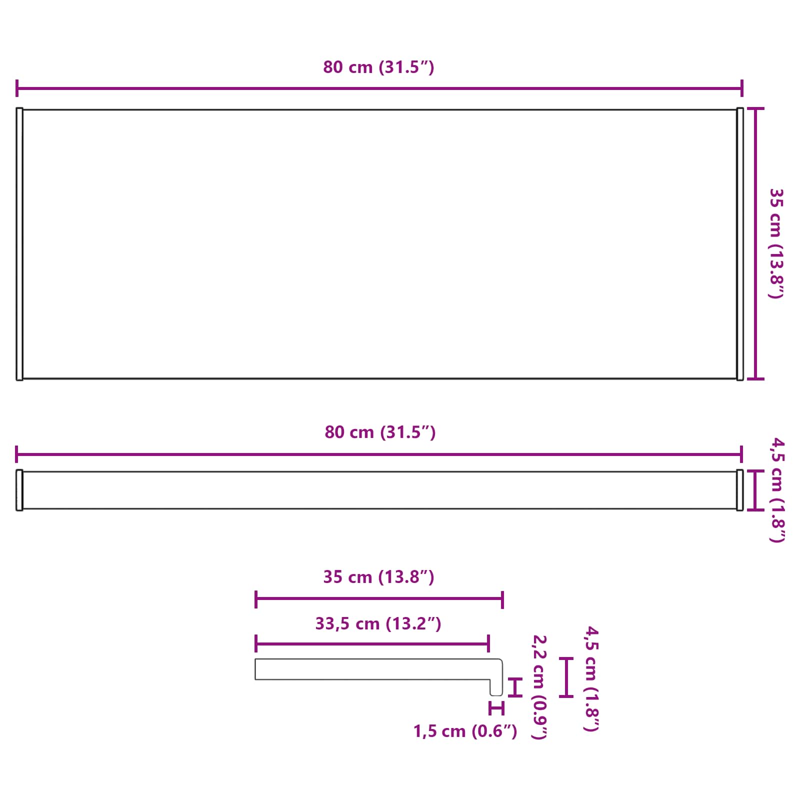 Prozorska klupčica Bijela 80 x 35 x 4,5 cm PVC
