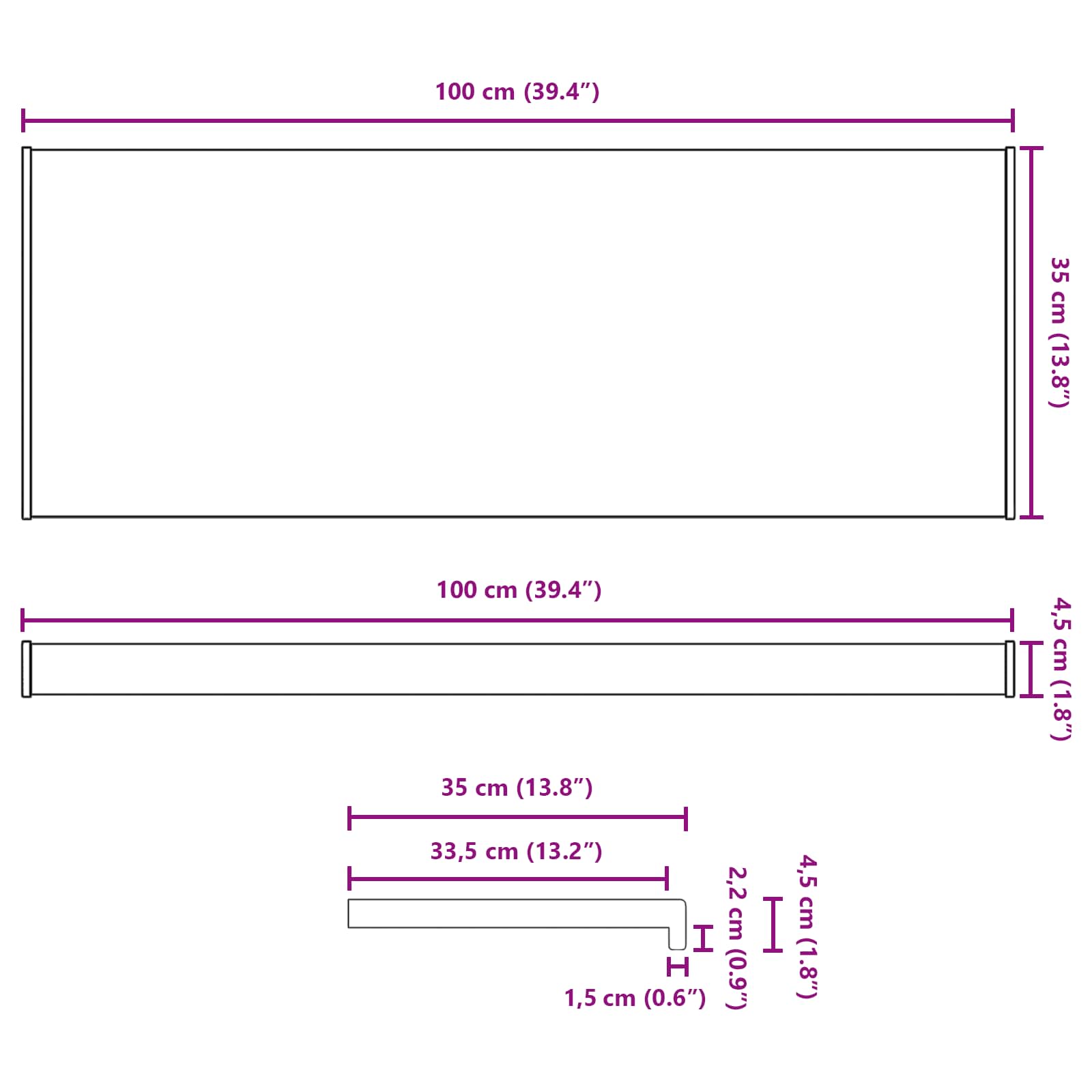 Prozorska klupčica Bijela 100 x 35 x 4,5 cm PVC