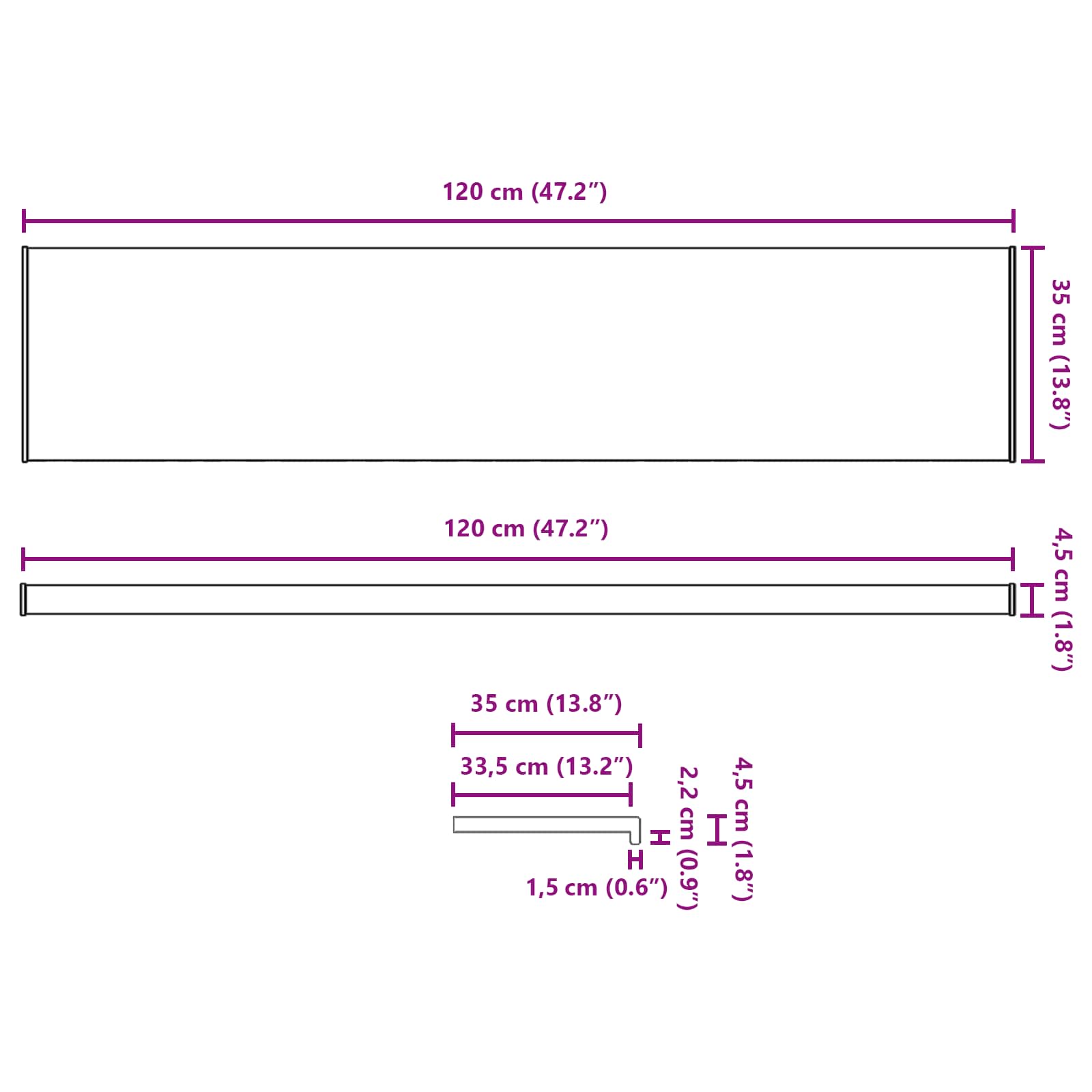 Prozorska klupčica Bijela 120 x 35 x 4,5 cm PVC