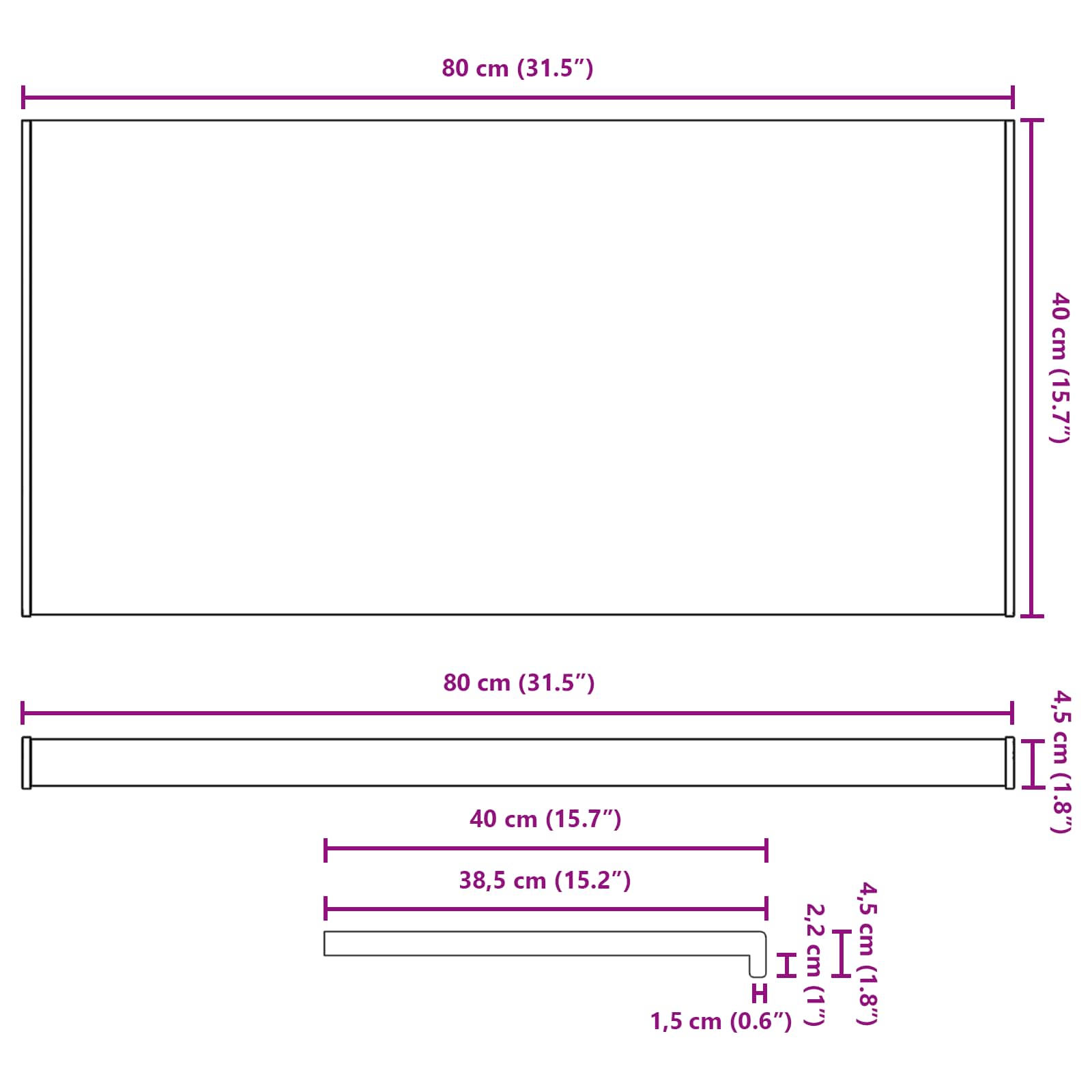 Prozorska klupčica Bijela 80 x 40 x 4,5 cm PVC