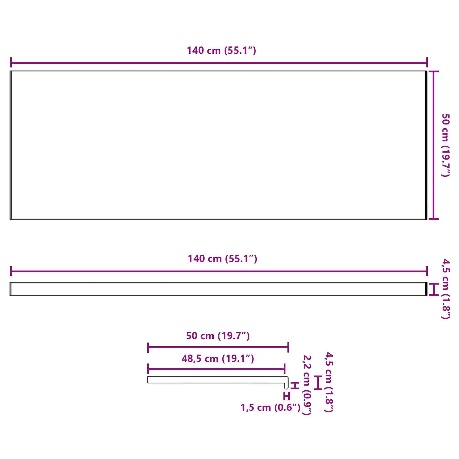 Prozorska klupčica Bijela 140 x 50 x 4,5 cm PVC
