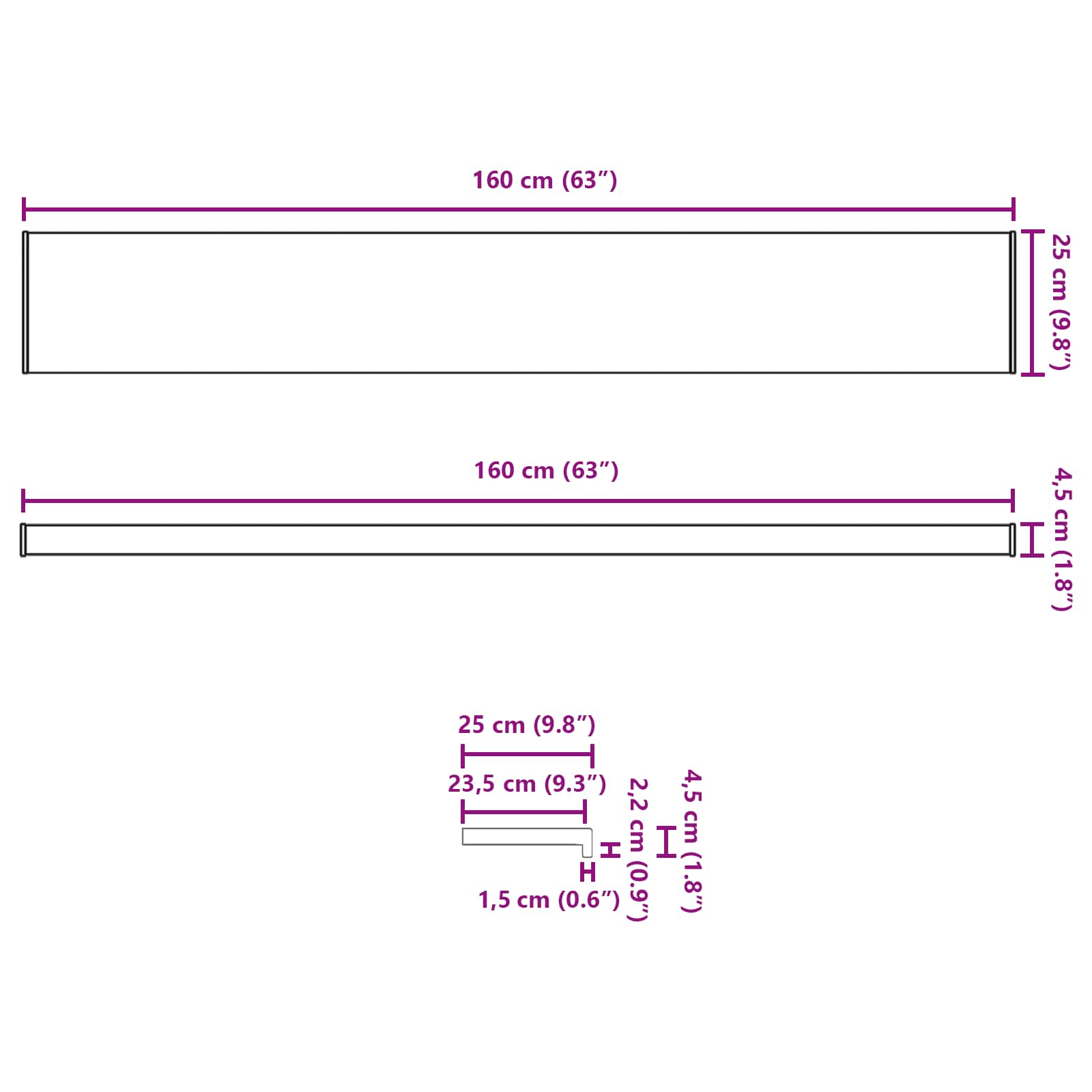 Prozorska klupčica Smeđe drvo 160 x 25 x 4,5 cm PVC