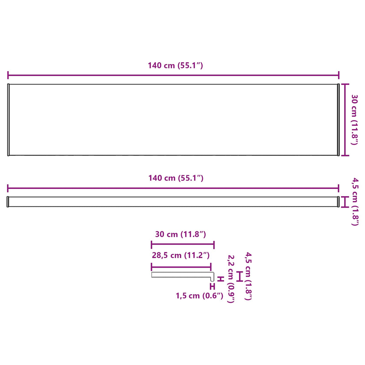 Prozorska klupčica Smeđe drvo 140 x 30 x 4,5 cm PVC