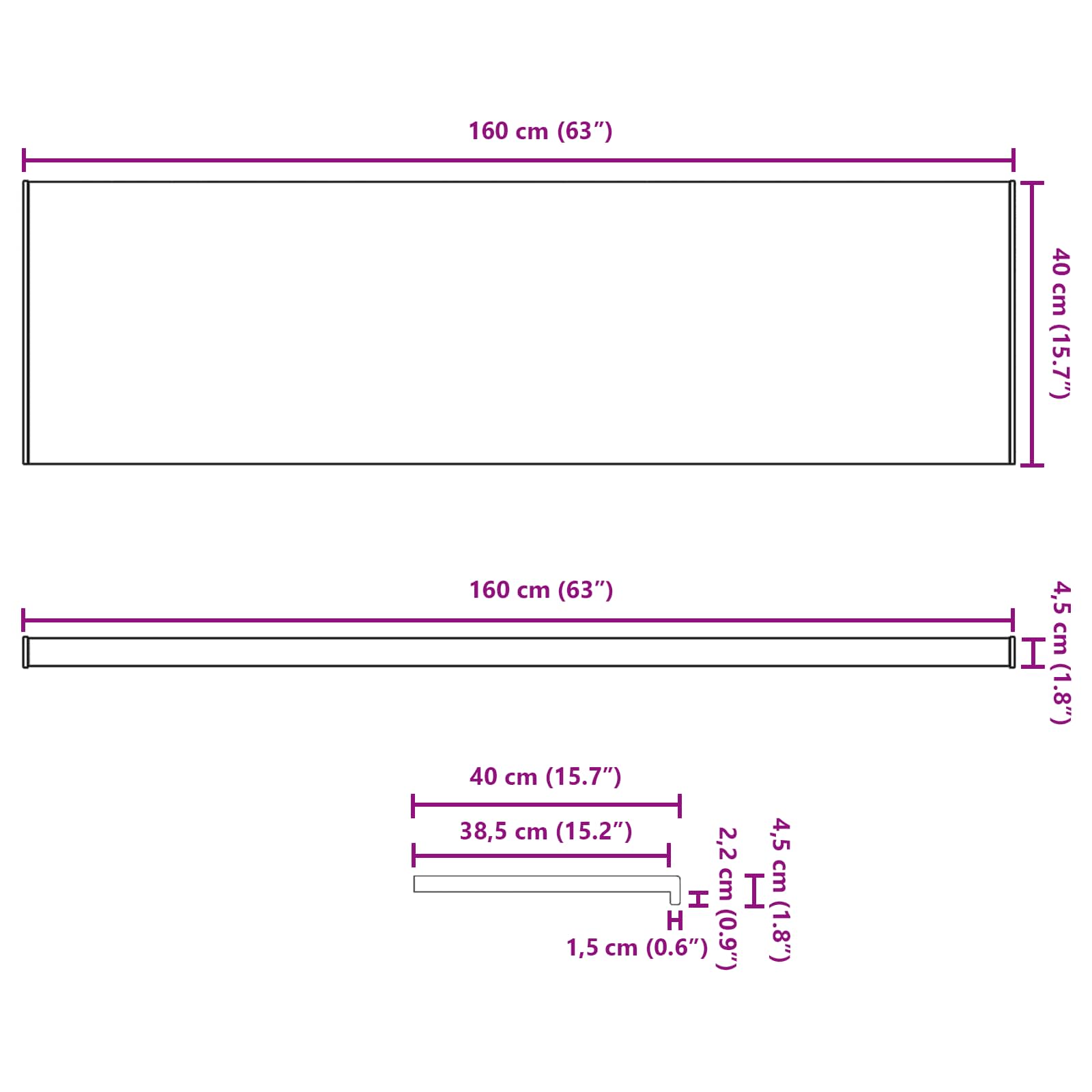 Prozorska klupčica Smeđe drvo 160 x 40 x 4,5 cm PVC