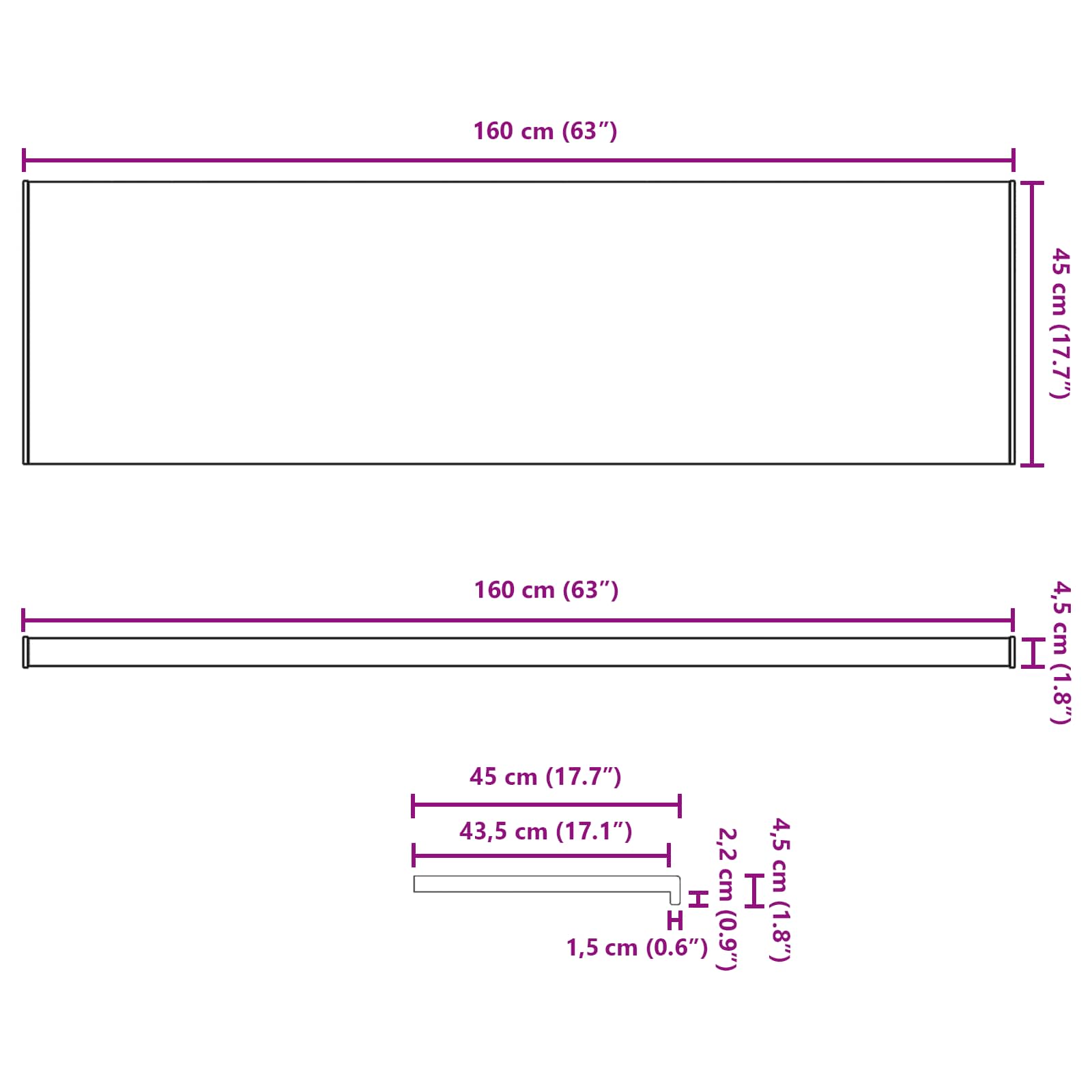Prozorska klupčica Smeđe drvo 160 x 45 x 4,5 cm PVC