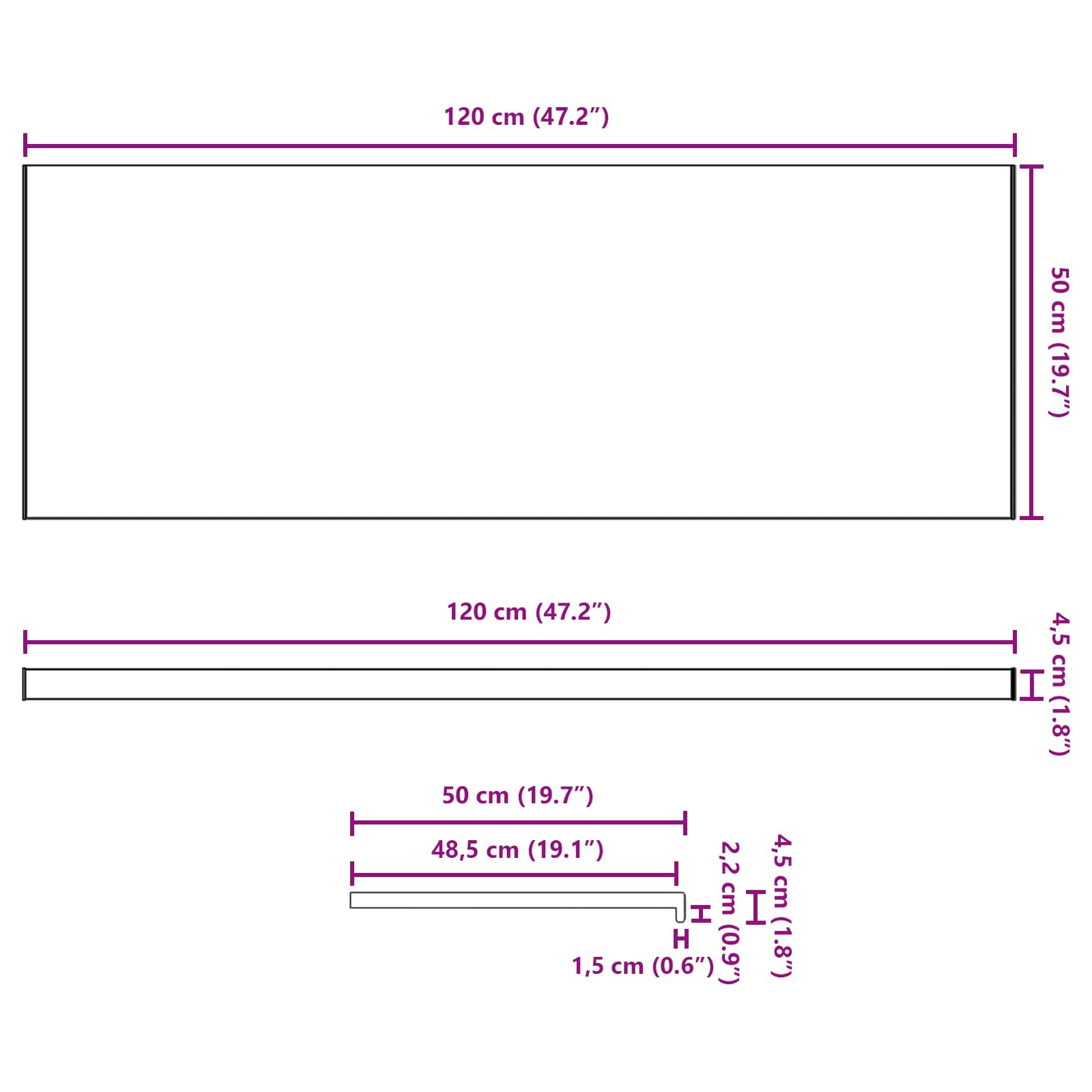 Prozorska klupčica Smeđe drvo 120 x 50 x 4,5 cm PVC