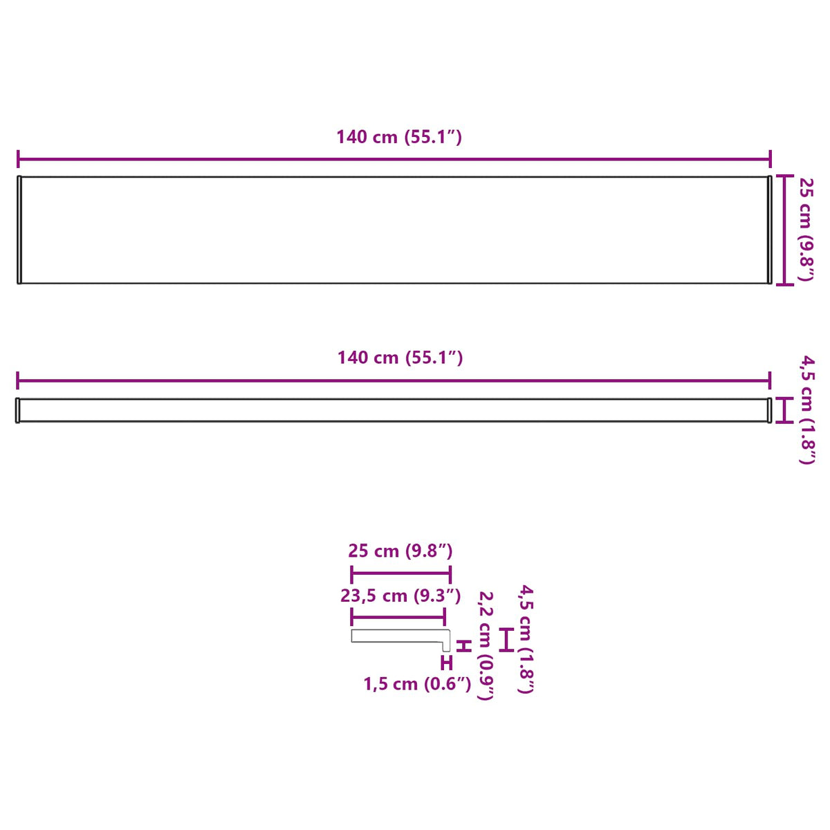 Prozorska klupčica Mramorna tekstura 140 x 25 x 4,5 cm PVC