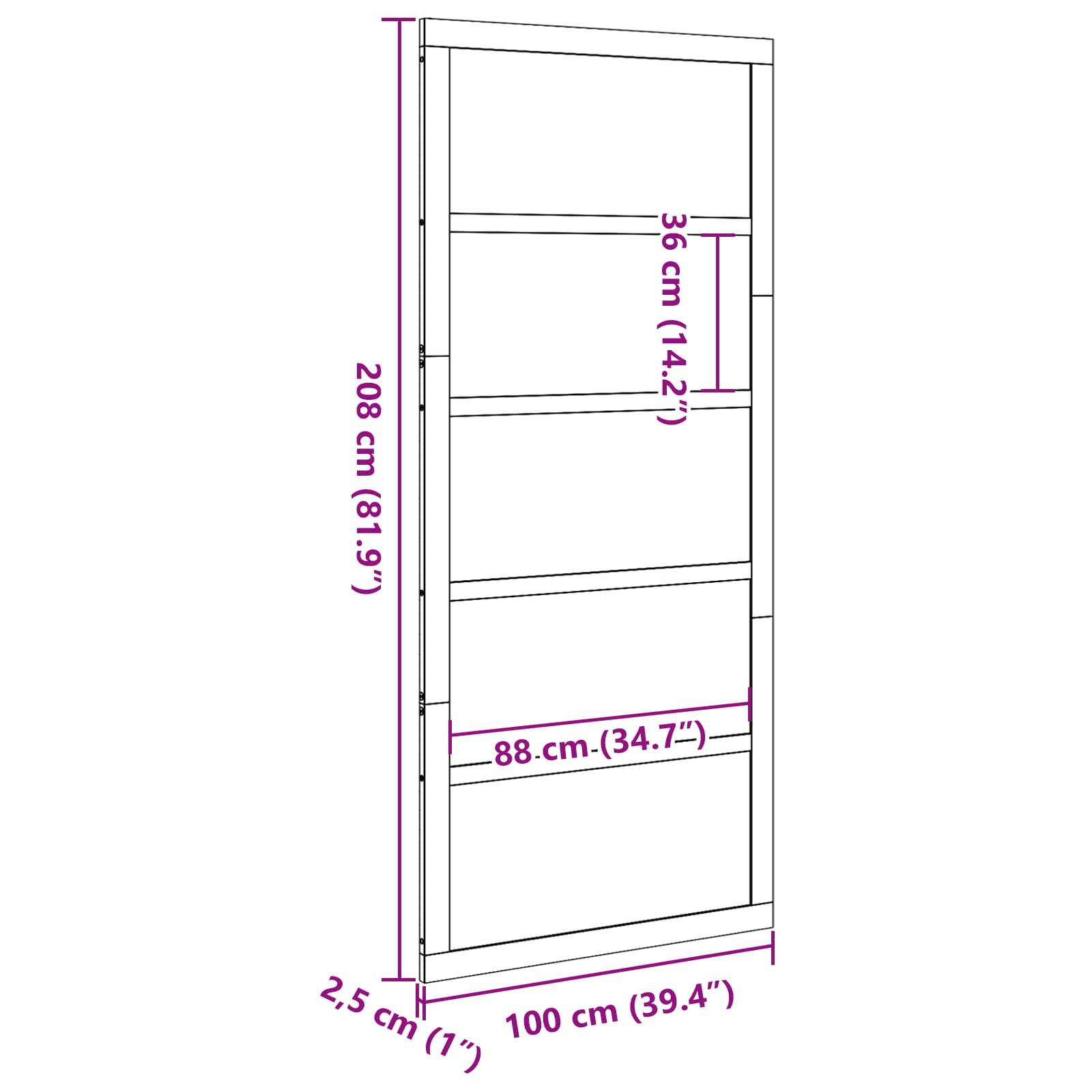 Vrata staje Prirodna 100 x 2,5 x 208 cm Masivna borovina