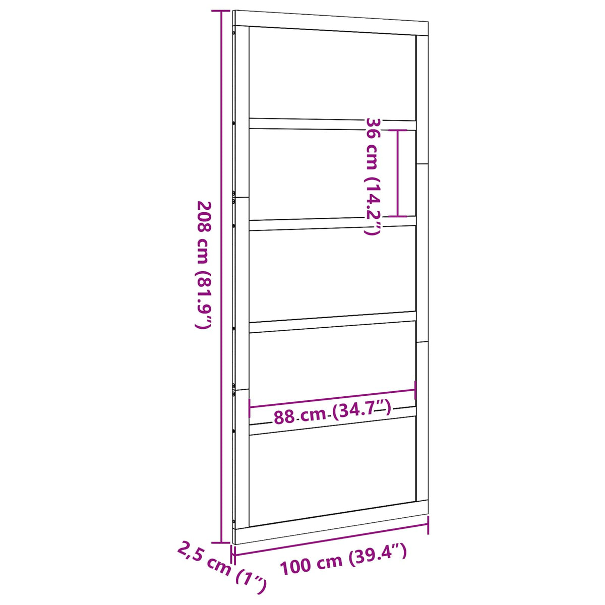 Vrata staje Bijela 100 x 2,5 x 208 cm Masivna borovina