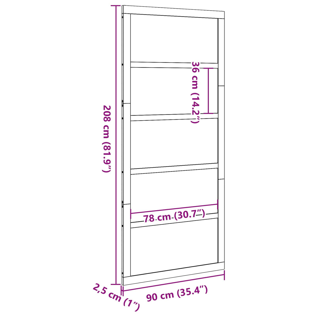 Vrata staje Prirodna 90 x 2,5 x 208 cm Masivna borovina