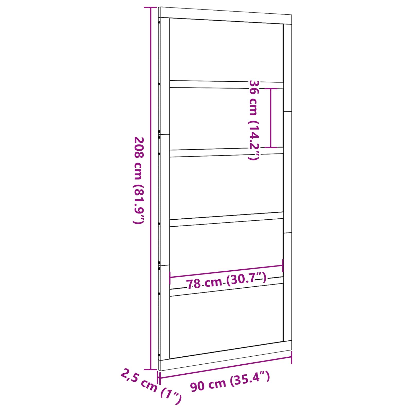 Vrata staje Prirodna 90 x 2,5 x 208 cm Masivna borovina