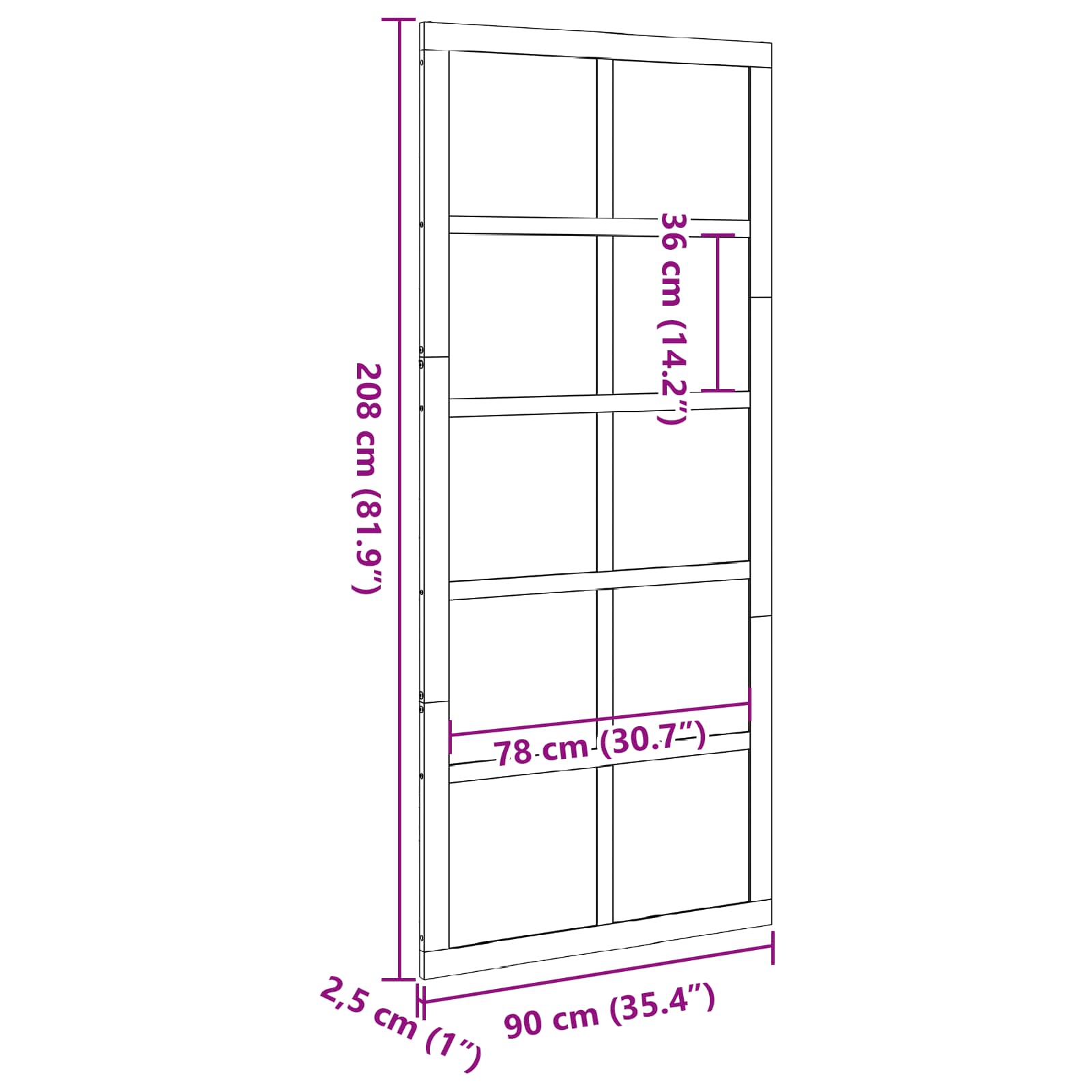 Vrata staje Bijela 90 x 2,5 x 208 cm Masivna borovina