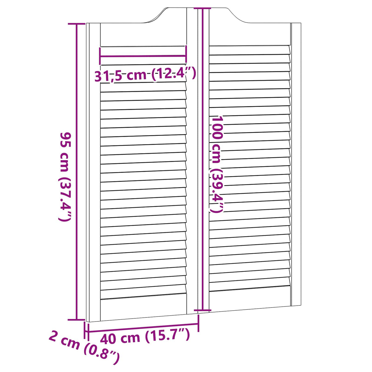 Vrata na rasklapanje Prirodna 100 x 40 cm Masivna borovina