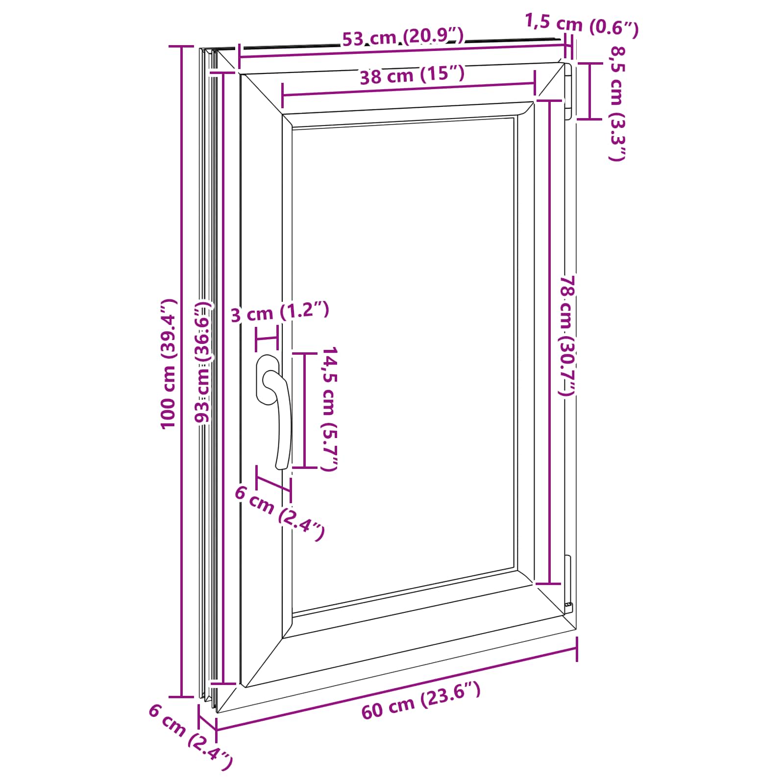 Prozor za podrum RISOR 60 x 100 cm PVC i staklo Bijela