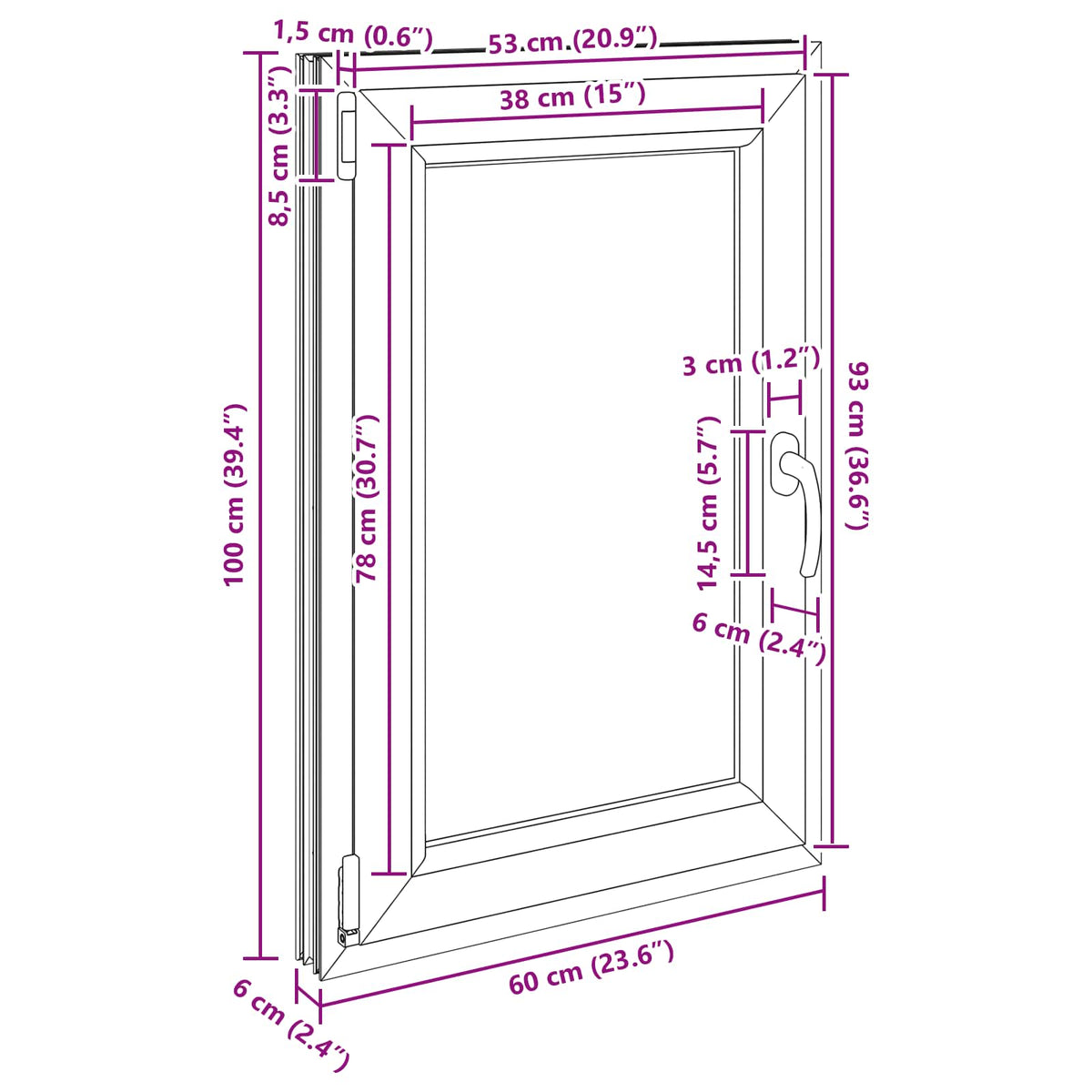 Prozor za podrum RISOR 60 x 100 cm PVC i staklo Bijela