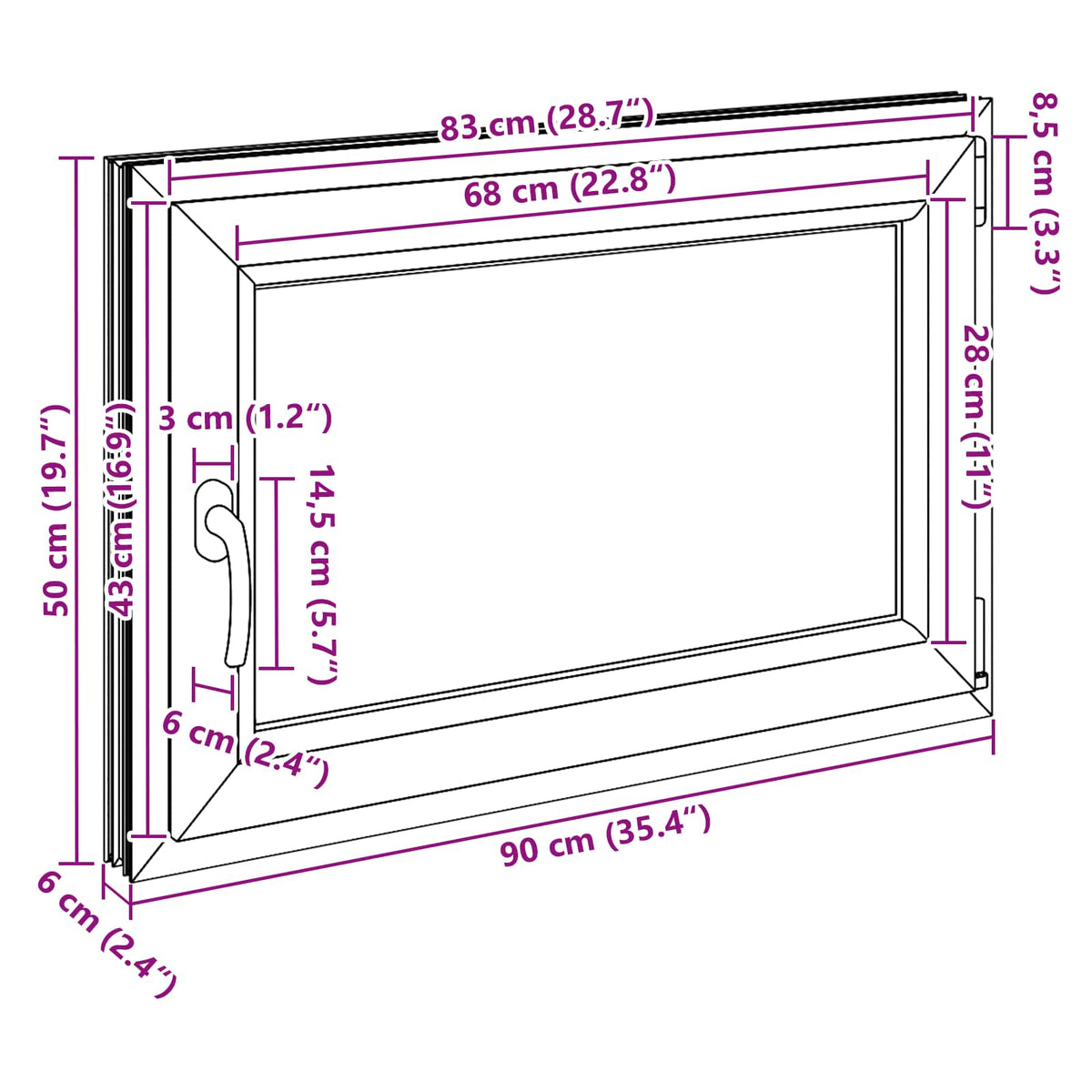 Prozor za podrum RISOR 90 x 50 cm PVC i staklo Bijela