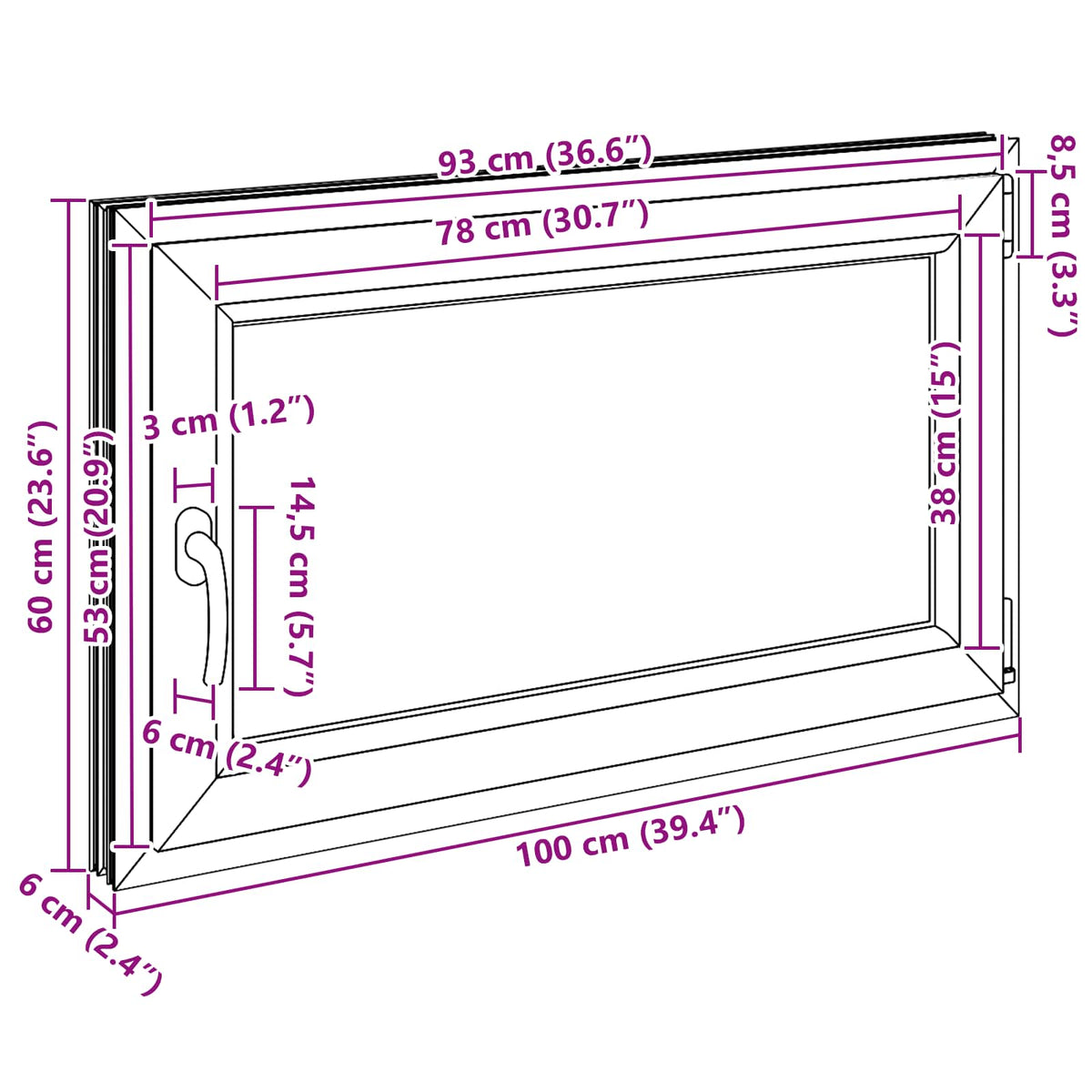 Prozor za podrum RISOR 100 x 60 cm PVC i staklo Bijela