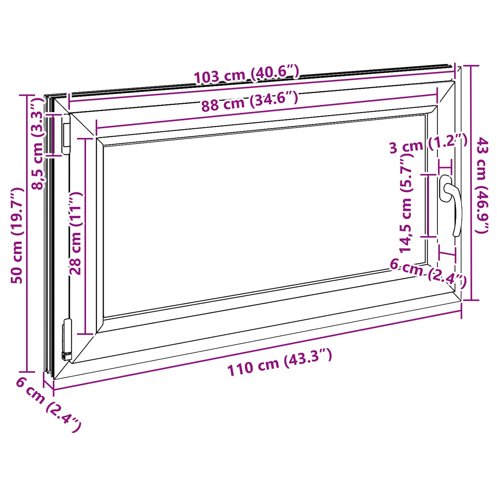Prozor za podrum RISOR 110 x 50 cm PVC i staklo Bijela