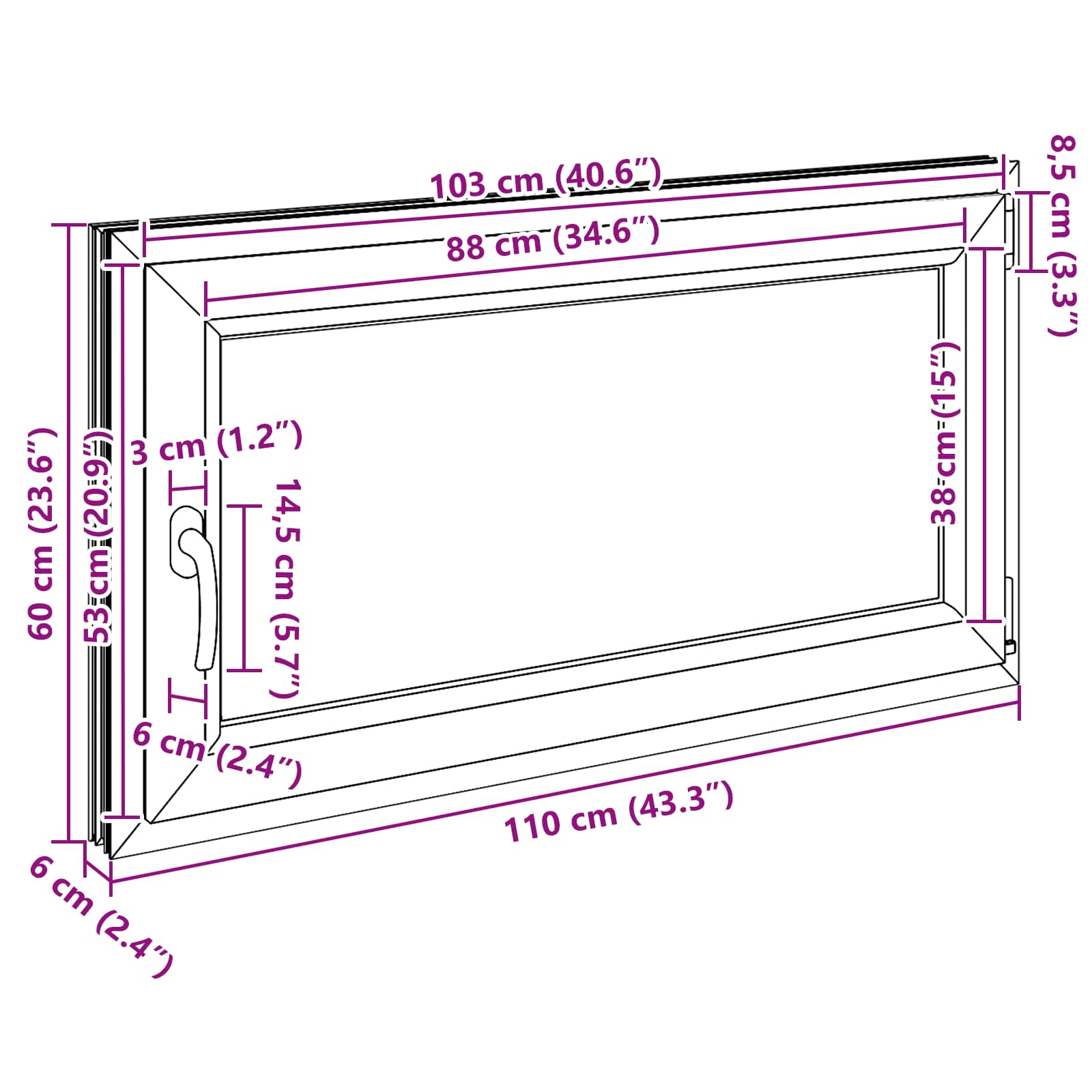 Prozor za podrum RISOR 110 x 60 cm PVC i staklo Bijela