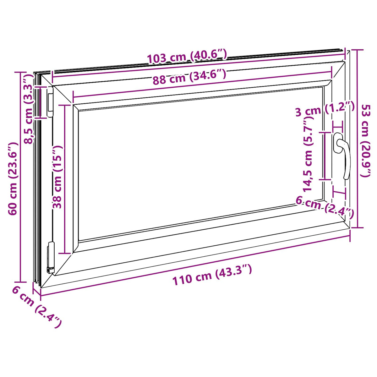 Prozor za podrum RISOR 110 x 60 cm PVC i staklo Bijela