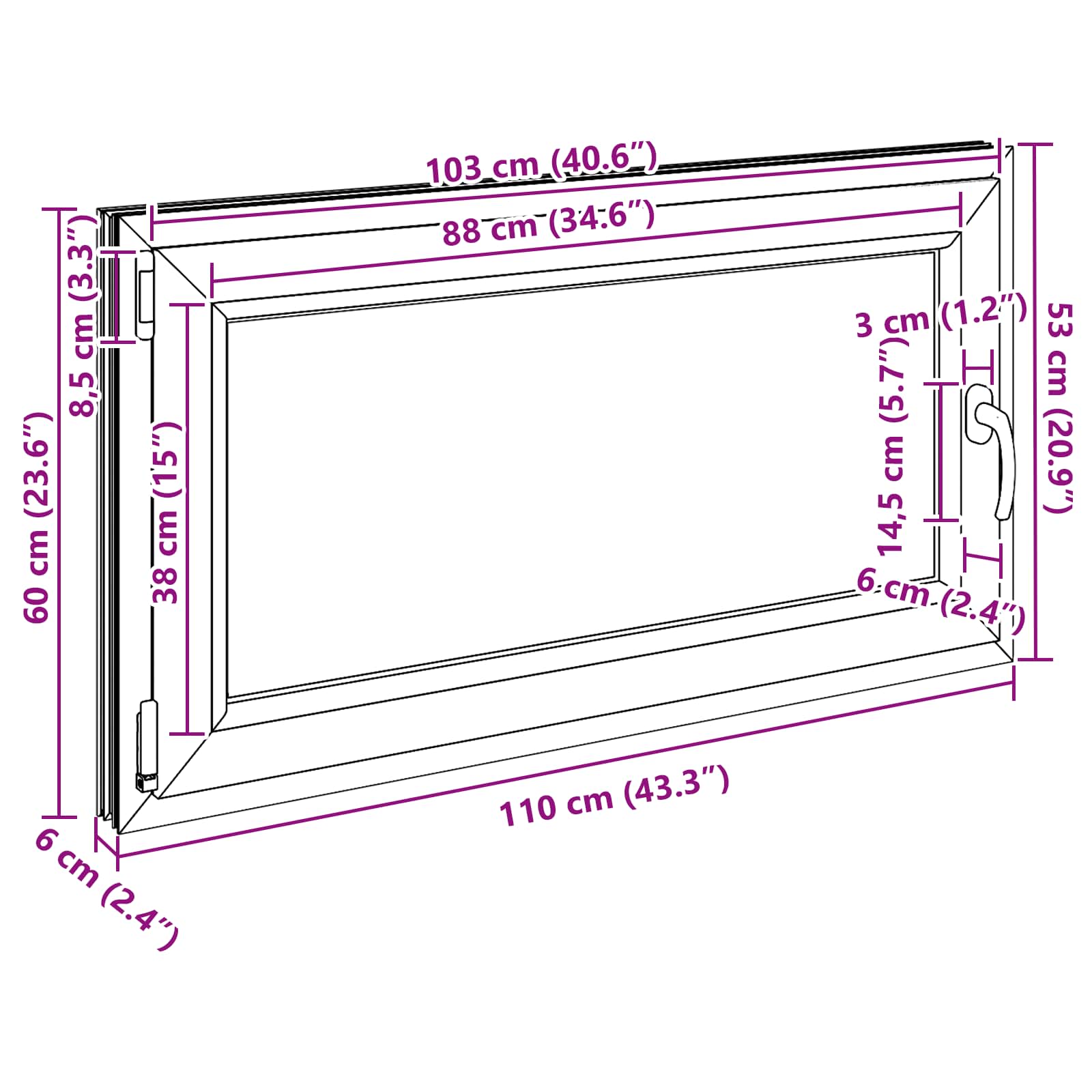 Prozor za podrum RISOR 110 x 60 cm PVC i staklo Bijela