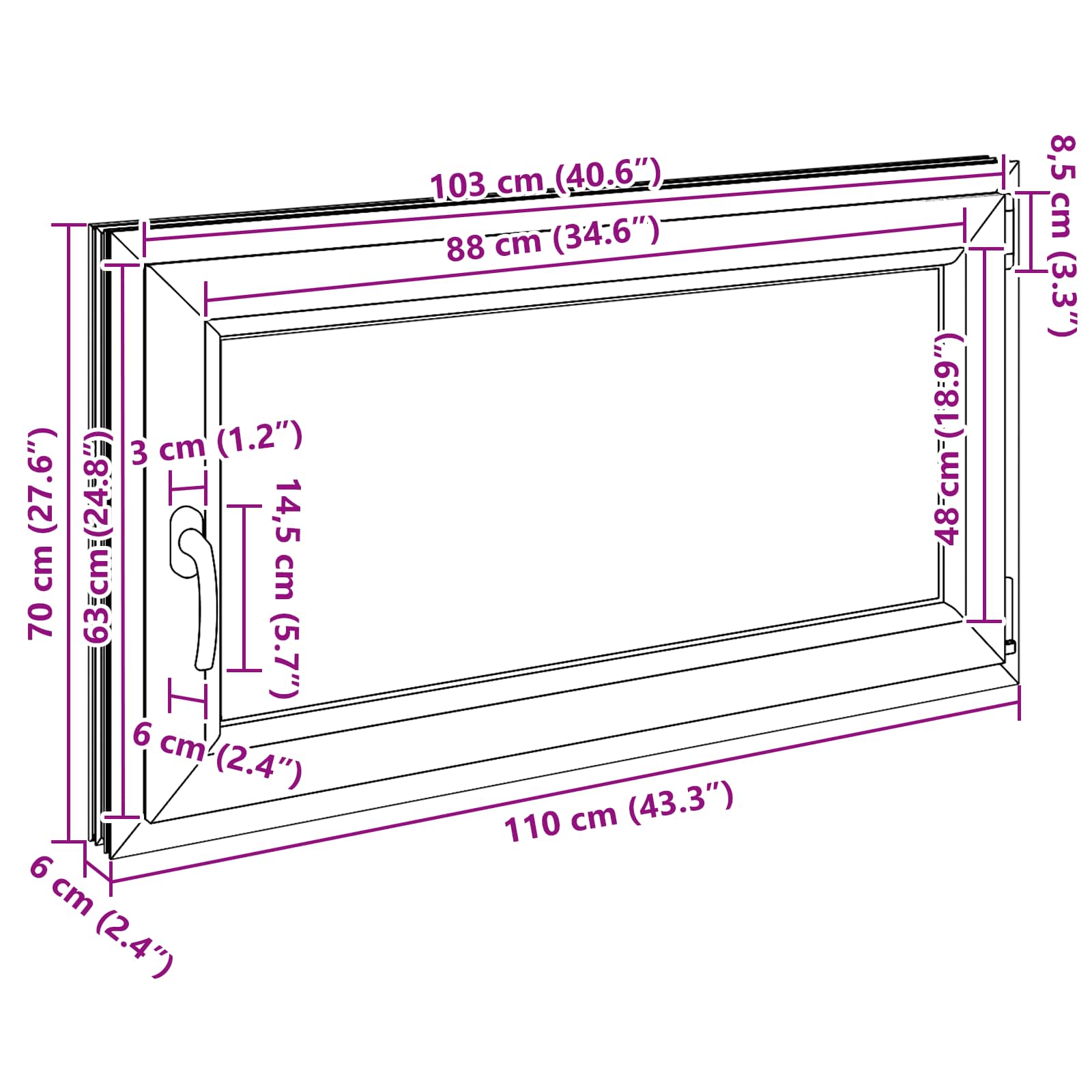 Prozor za podrum RISOR 110 x 70 cm PVC i staklo Bijela