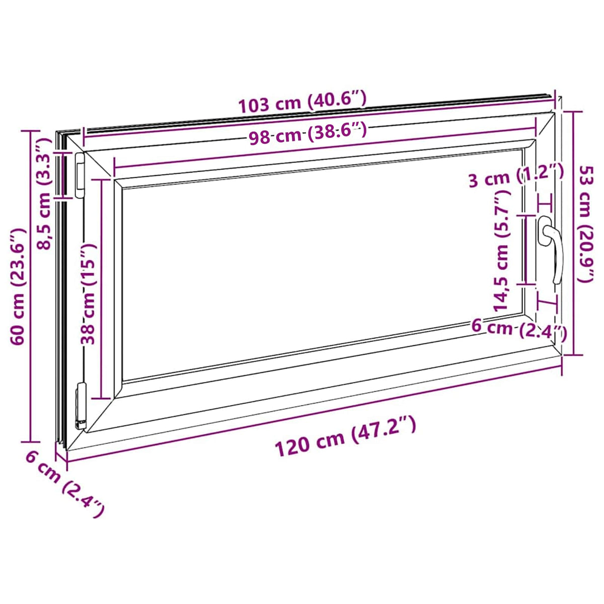 Prozor za podrum RISOR 120 x 60 cm PVC i staklo Bijela