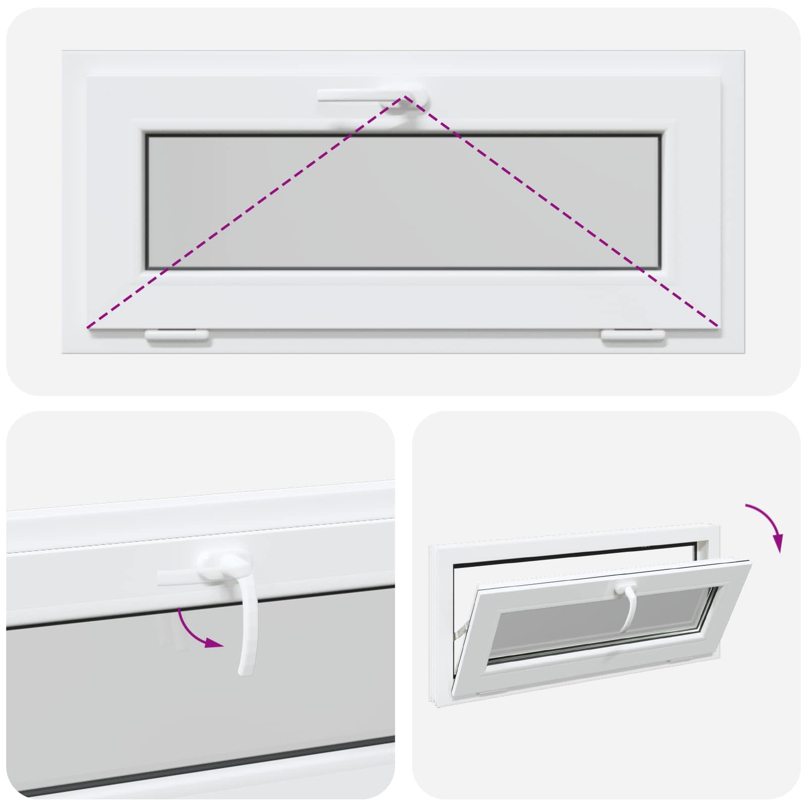 Prozor za podrum RISOR 90 x 40 cm PVC i staklo Bijela