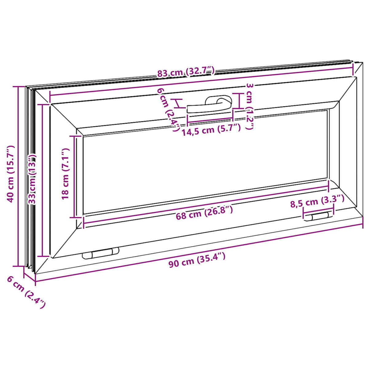 Prozor za podrum RISOR 90 x 40 cm PVC i staklo Bijela