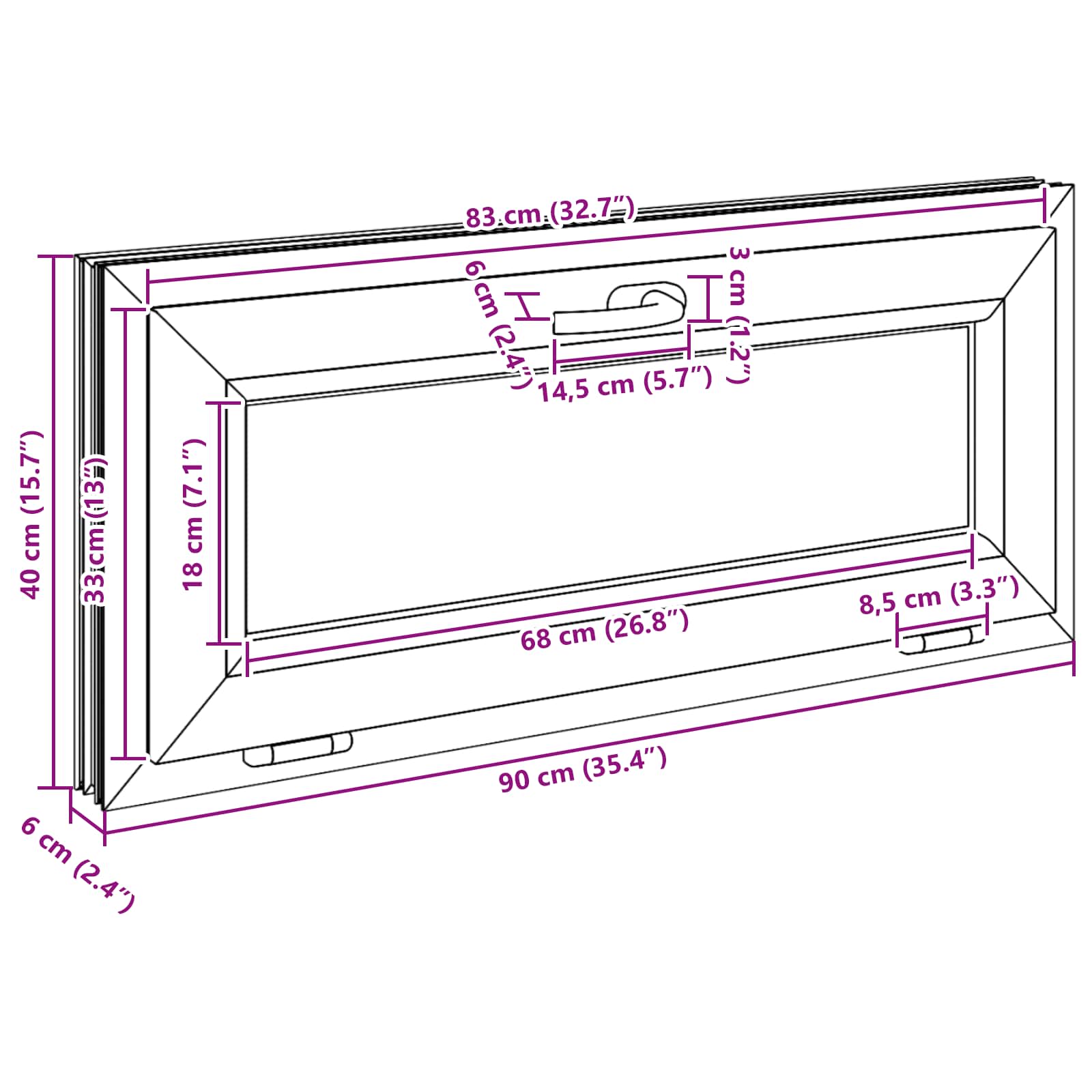 Prozor za podrum RISOR 90 x 40 cm PVC i staklo Bijela