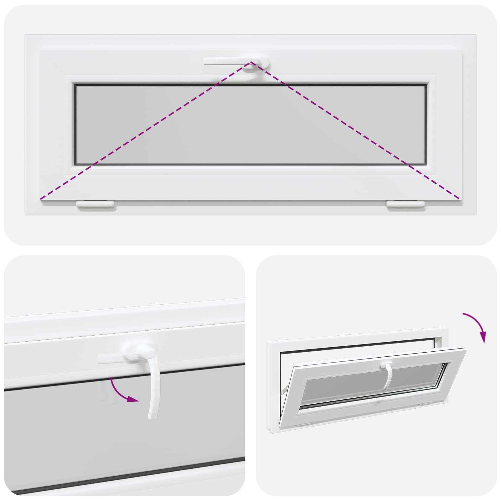 Prozor za podrum RISOR 110 x 40 cm PVC i staklo Bijela