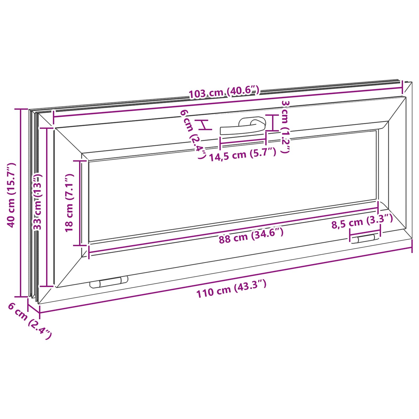 Prozor za podrum RISOR 110 x 40 cm PVC i staklo Bijela