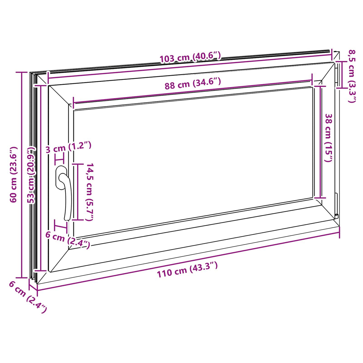 Prozor za podrum RISOR 110 x 60 cm PVC i staklo Bijela