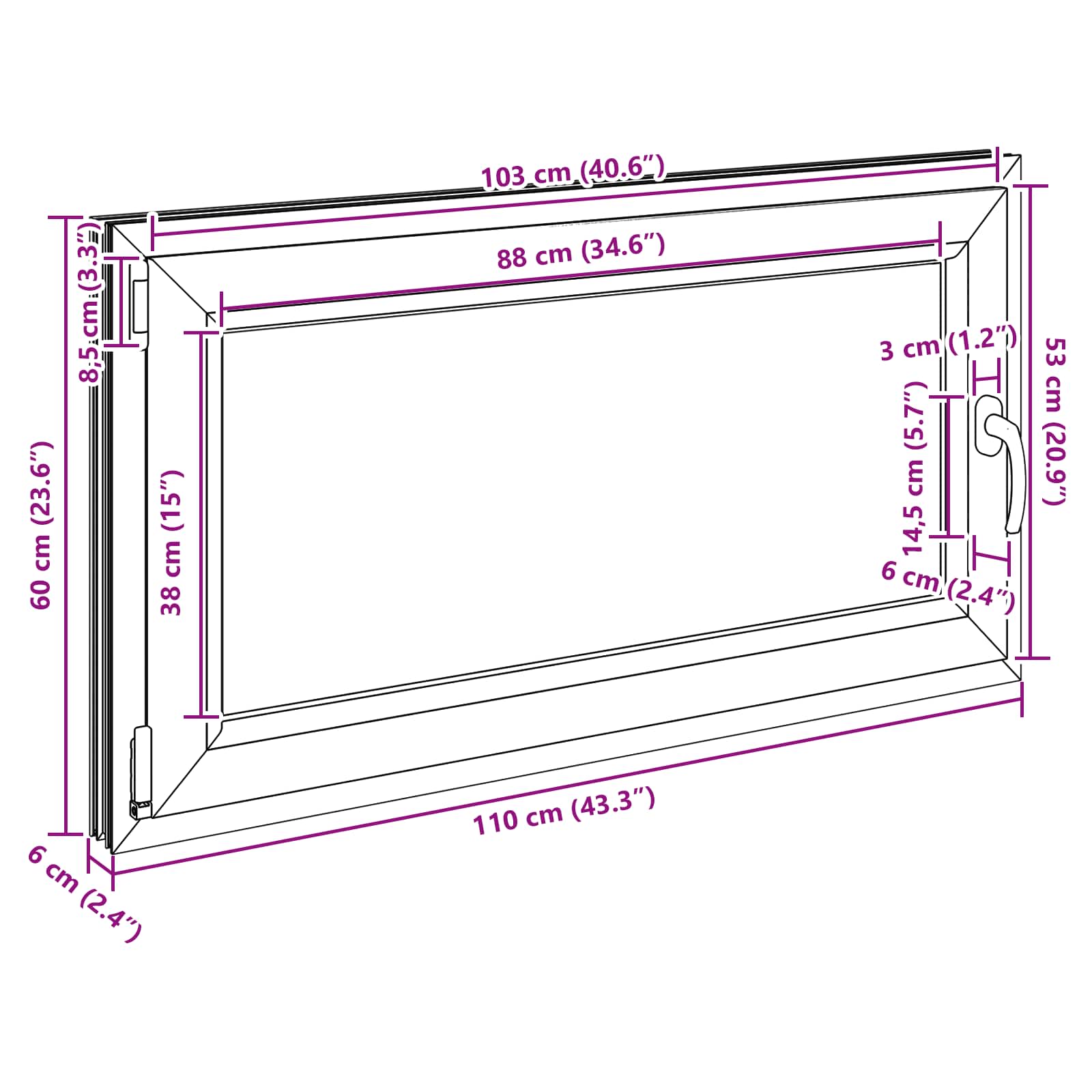 Prozor za podrum RISOR 110 x 60 cm PVC i staklo Bijela