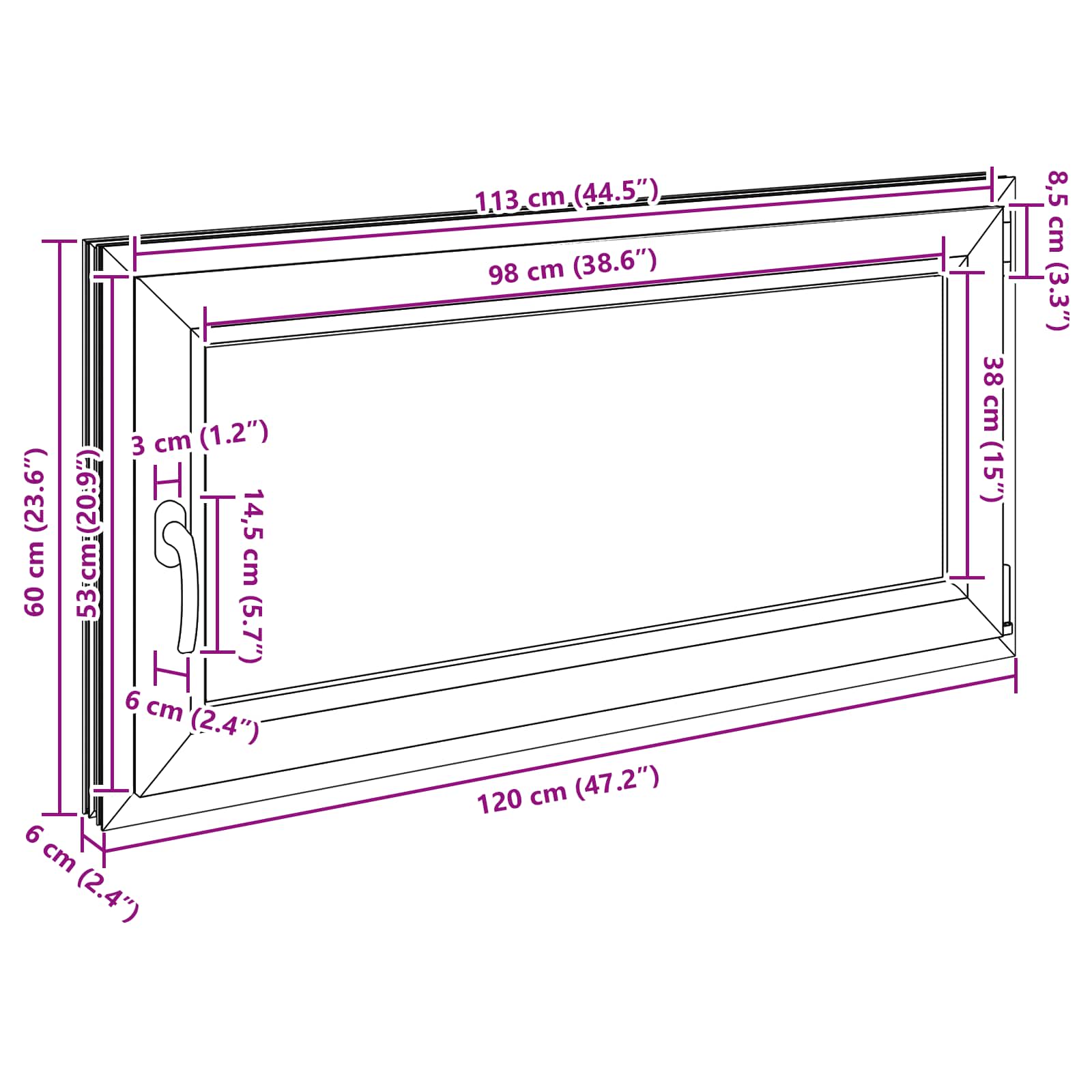 Prozor za podrum RISOR 120 x 60 cm PVC i staklo Bijela