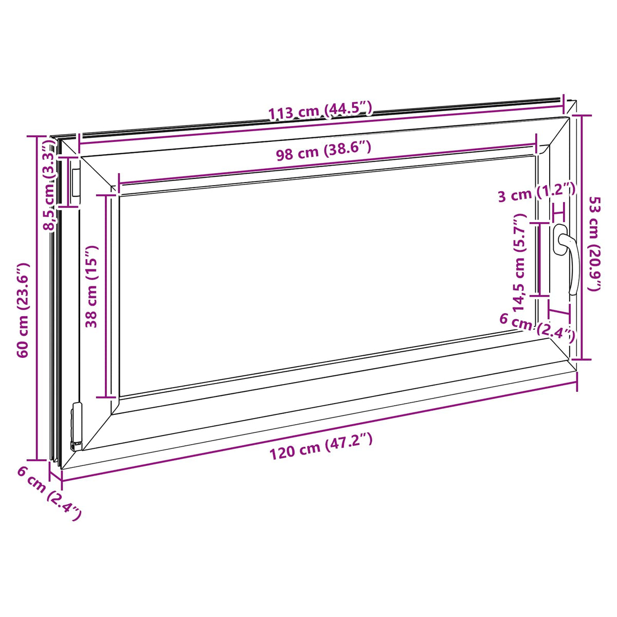 Prozor za podrum RISOR 120 x 60 cm PVC i staklo Bijela