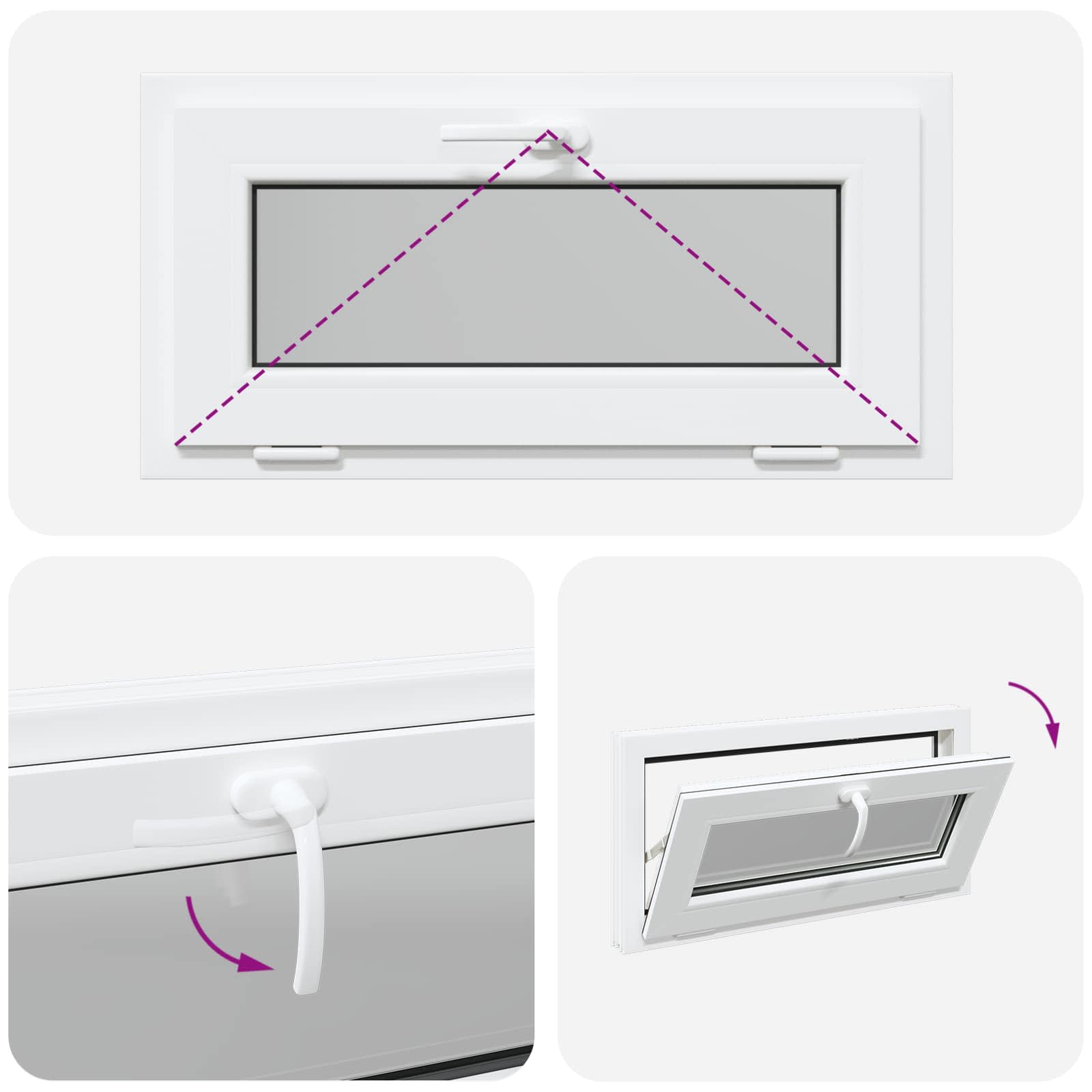 Prozor za podrum RISOR 80 x 40 cm PVC i staklo Bijela