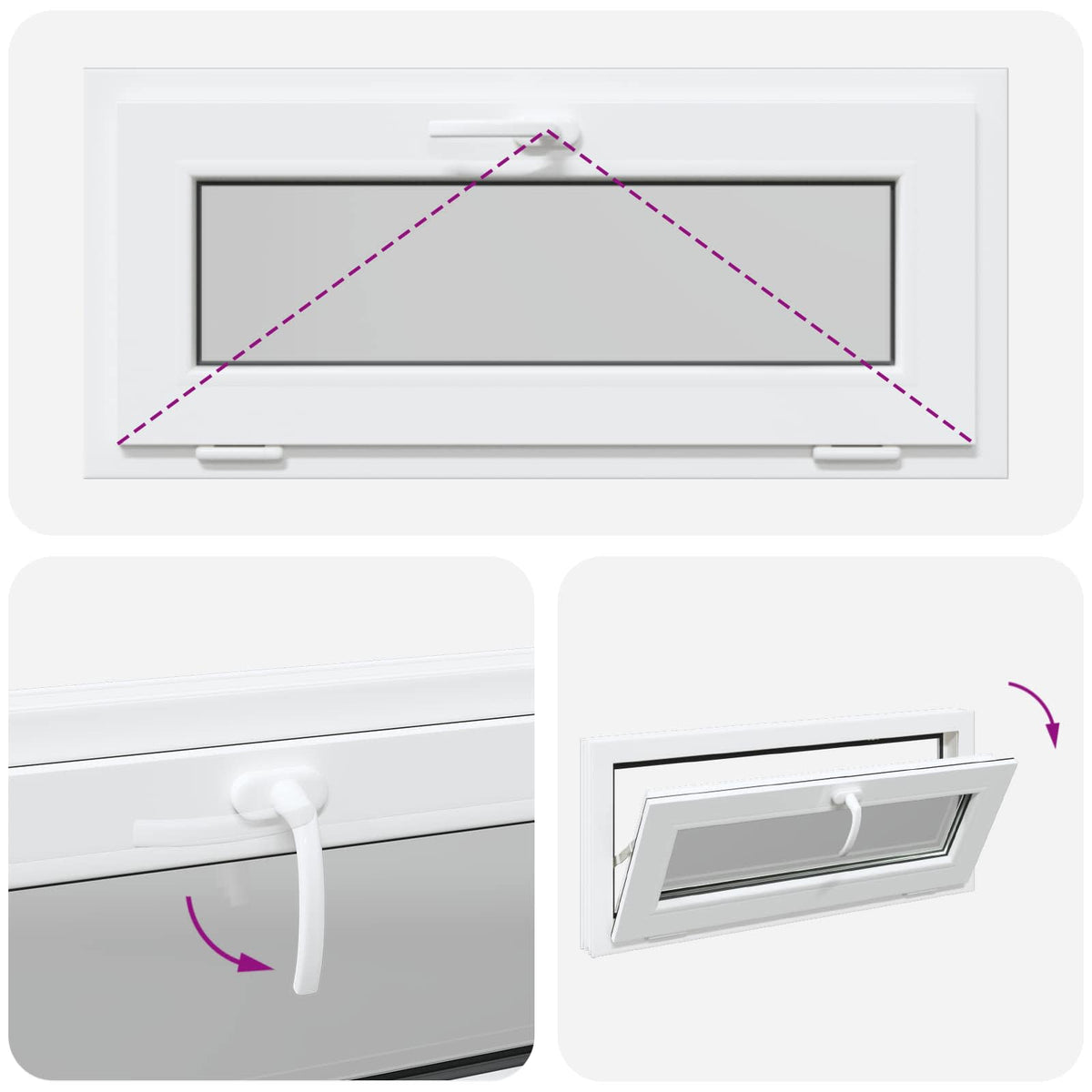 Prozor za podrum RISOR 90 x 40 cm PVC i staklo Bijela