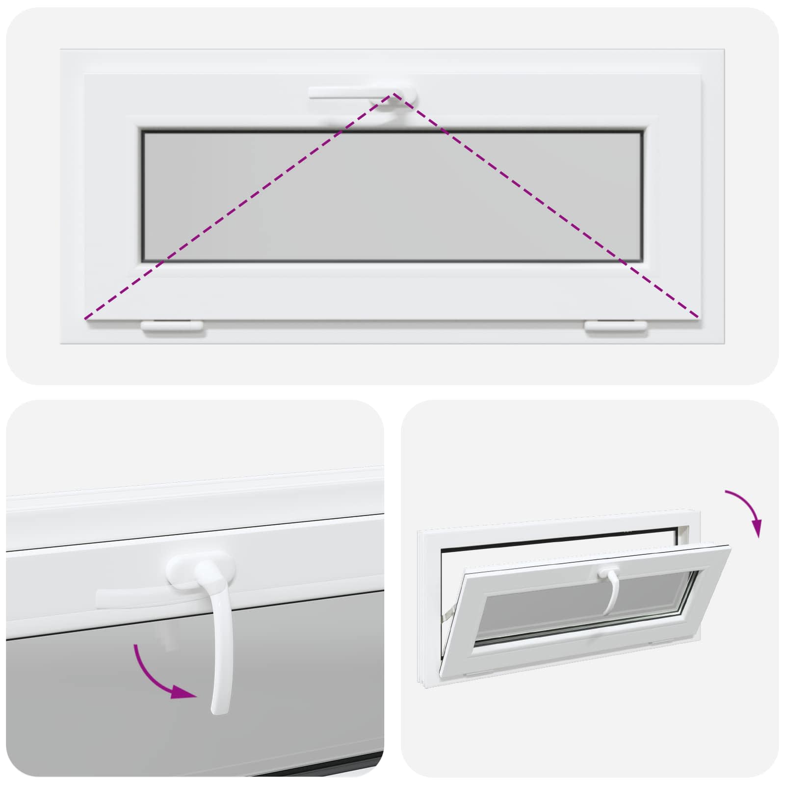 Prozor za podrum RISOR 90 x 40 cm PVC i staklo Bijela