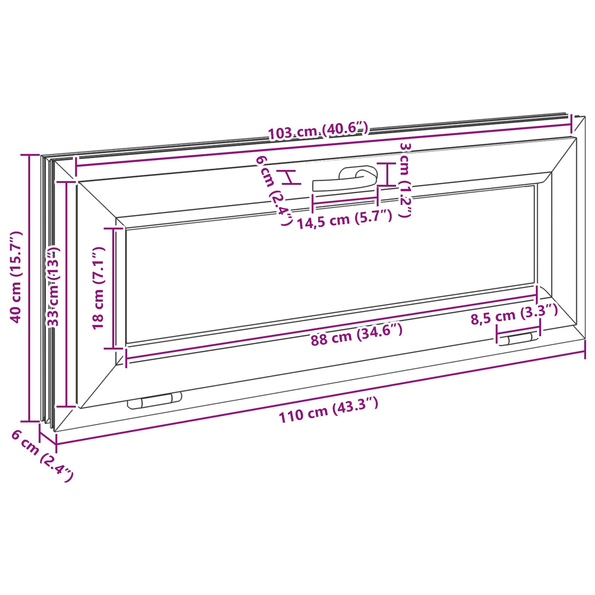 Prozor za podrum RISOR 110 x 40 cm PVC i staklo Bijela